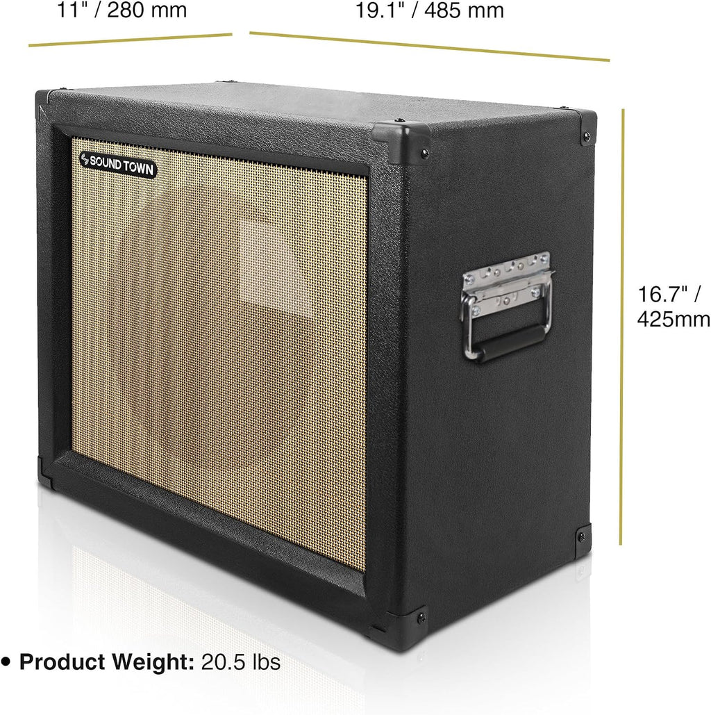Sound Town 1 x 12' Empty Open-back Guitar Speaker Cabinet, w/Birch Plywood Construction, Black Tolex, Wheat Cloth Grill, Compatible w/Celestion/Eminence Speakers (GUC112OBBK-EC)