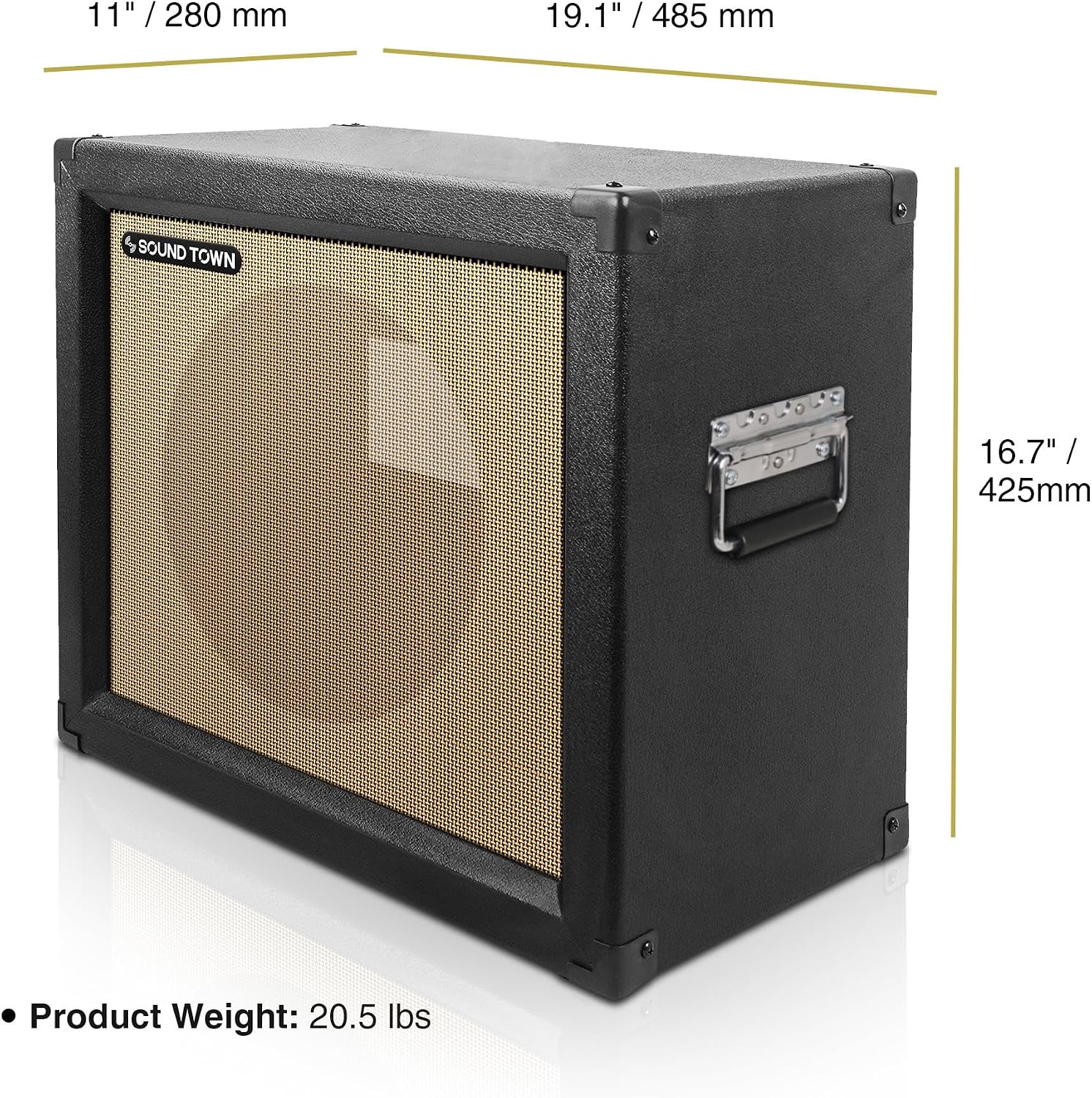 Sound Town 1 x 12' Empty Open-back Guitar Speaker Cabinet, w/Birch Plywood Construction, Black Tolex, Wheat Cloth Grill, Compatible w/Celestion/Eminence Speakers (GUC112OBBK-EC)