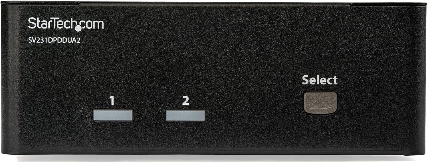 StarTech.com 2-Port DisplayPort KVM Switch - Dual-Monitor - 4K 60 - with Audio & USB Peripheral Support - DP 1.2 - USB Hub, TAA (SV231DPDDUA2)