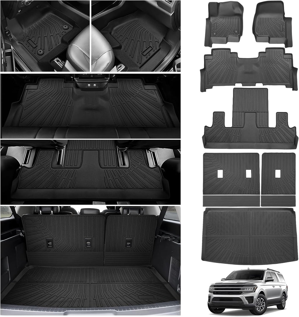 Cartist Floor Mats for Ford Expedition MAX 2018-2024 (7 & 8 Seats/2nd Row Bench Seat), All Weather Cargo Liner for Expedition Accessories, Heavy Duty Car Mats (Only Fit MAX)