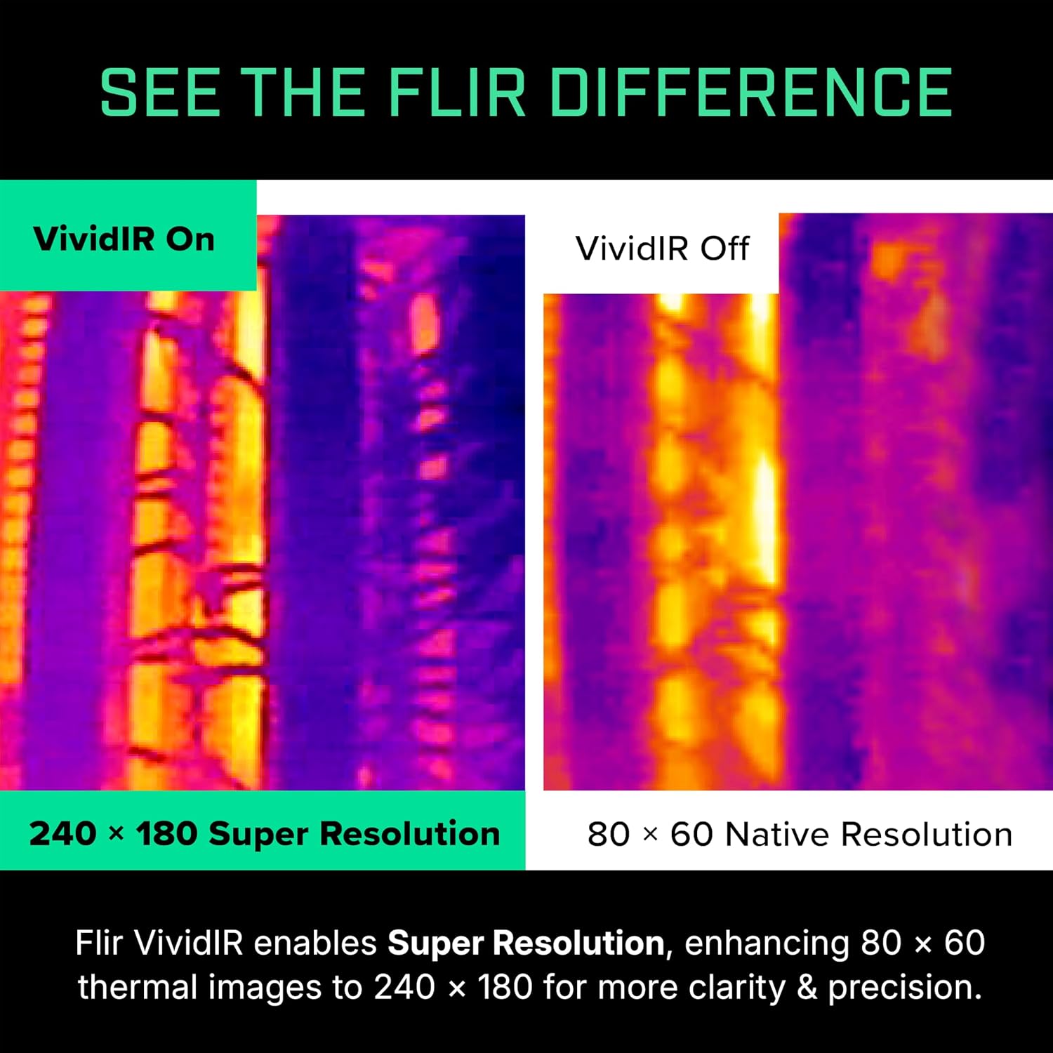 Flir One - Thermal Imaging Camera for iOS Smartphones (iPhone 14 and Older w/Lightning Port), 240x180 Super Resolution (80x60 Native IR)