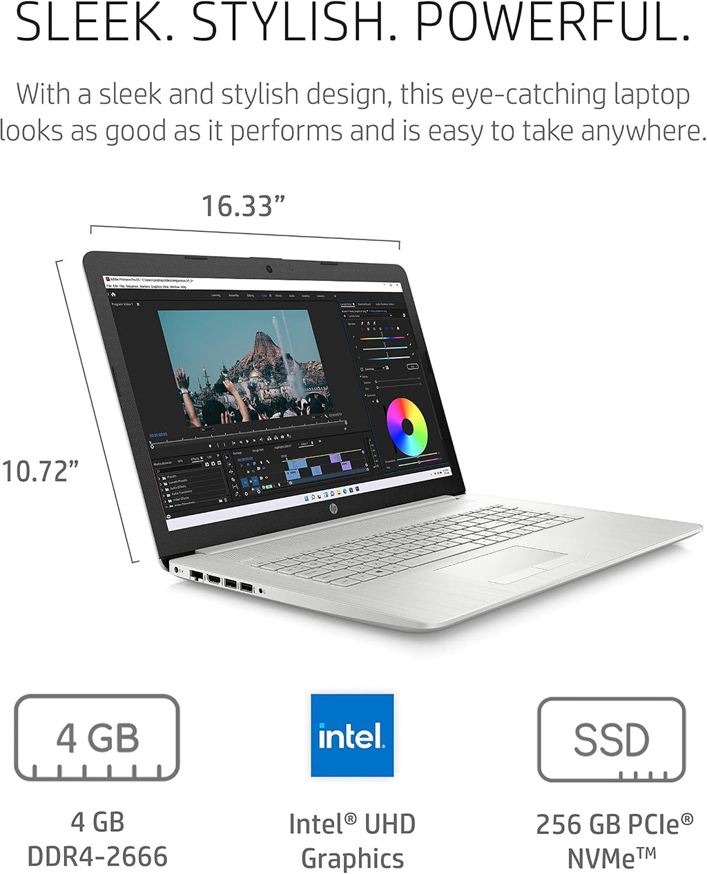 HP 17 Laptop PC, 11 Generation Intel Core, 4 GB RAM, 256 GB SSD, UHD Graphics, 17.3' HD+ Display, Windows 11 Home, Wi-Fi & Bluetooth Combo, 7 Ports, Long Battery Life, HD Webcam (17-by4025nr, 2022)