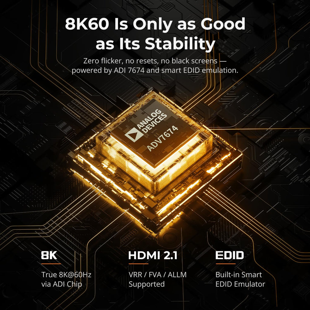 TESmart 8K@60Hz HDMI KVM Switch 4 Computers 1 Monitor USB 3.0, 4 Port KVM 4K@144Hz for Gaming, 1G Ethernet, EDID Emulators, Hotkey Switch, ADI Chip, Audio & Microphone with All Input Cables