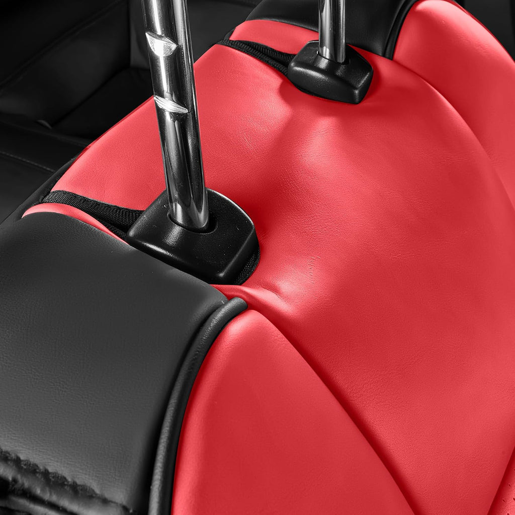 for Ford Mustang Seat Cover 2015-2026 Coupe Hardtop Nappa Leather Car Seat Cover Full Set (M-Red&Black)