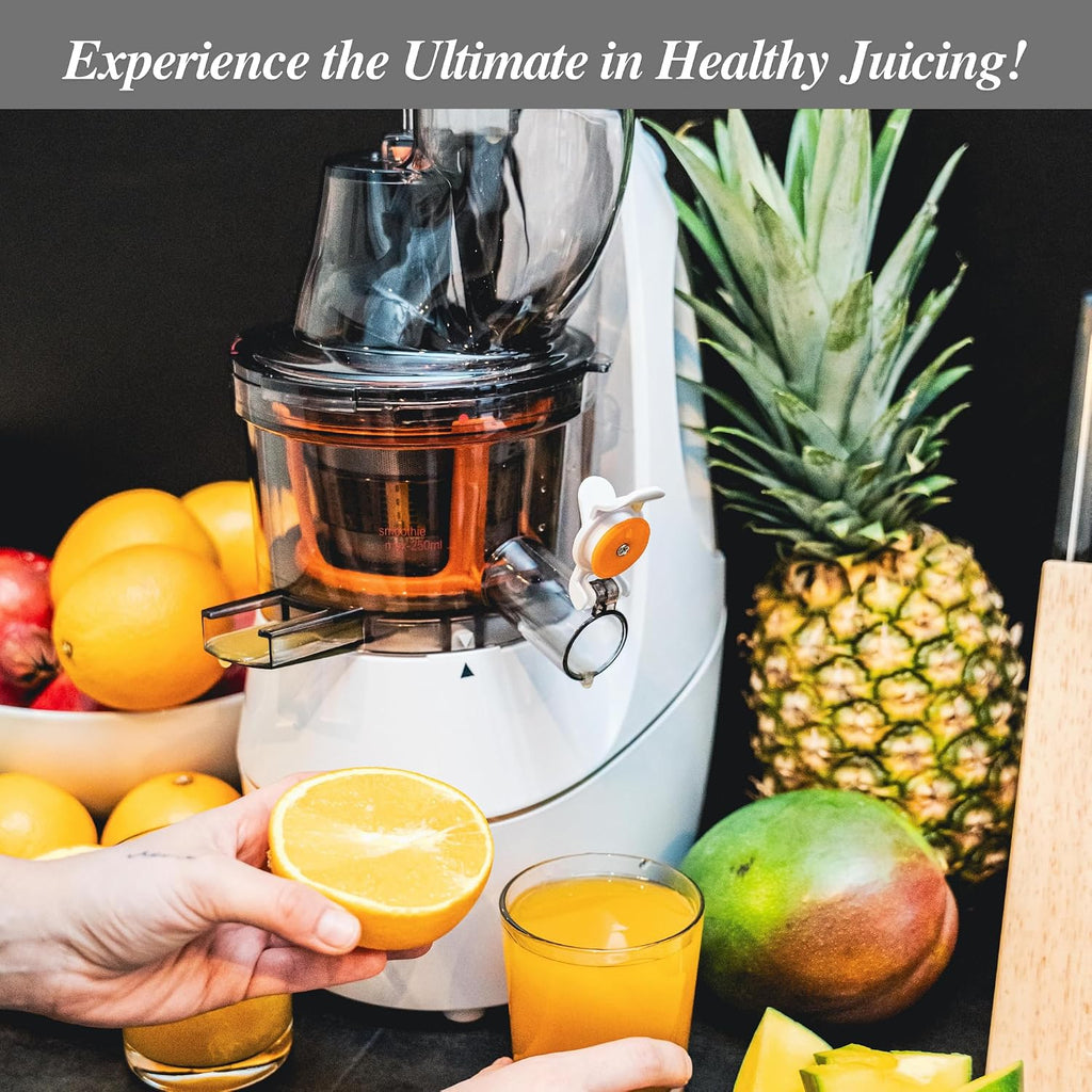 Heaven Fresh Cold Press Slow Masticating Juicer, Ultra-Quiet 240W Motor, Maximized Juice Yield, Included Frozen Dessert Strainer, Drip-Free Cap - Teal