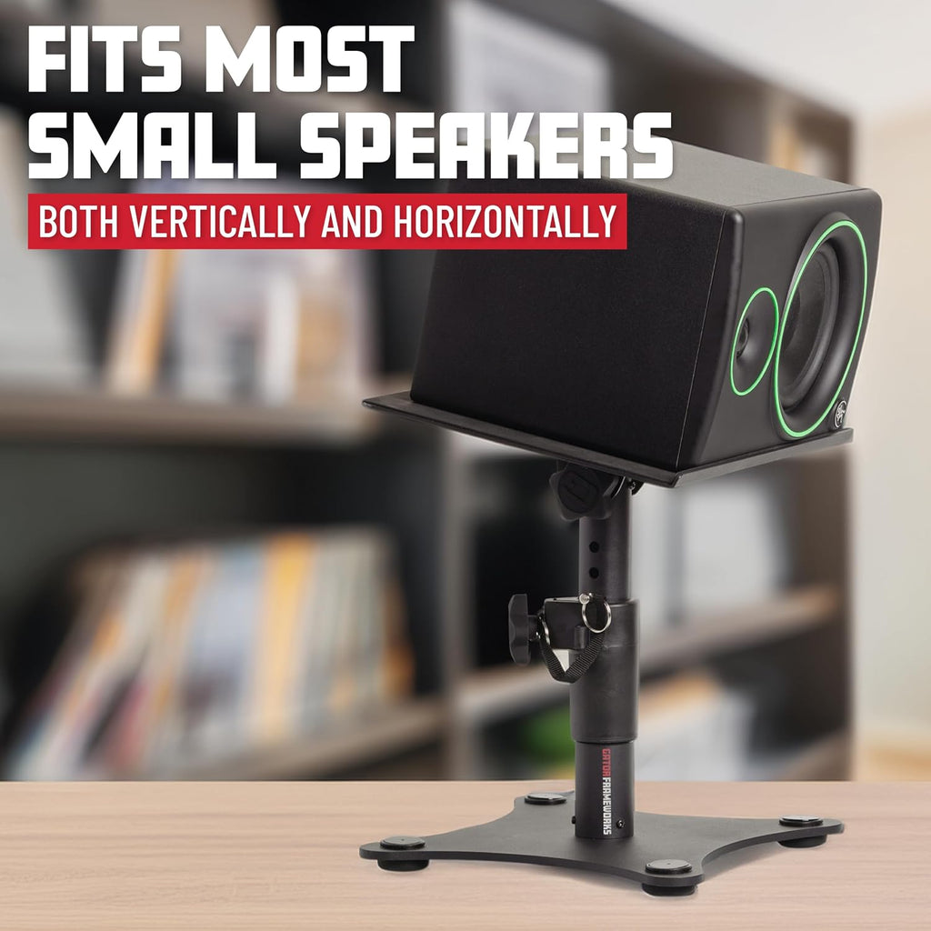 Gator Frameworks Desktop Studio Monitor and Speaker Stands with EVA Foam Padded Surface, Angle Adjustable from 0° to 15° – Set of 2 (GFWSPKSTMNDSK)