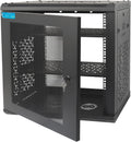 12U Wall Mount Server Cabinet with A Lockable Front Vented Door, Cooling Fans, Removable Side Panels - 45cm Depth, 19' Network Rack Including 2 PCS Full-Size Rack Shelves for IT Equipment