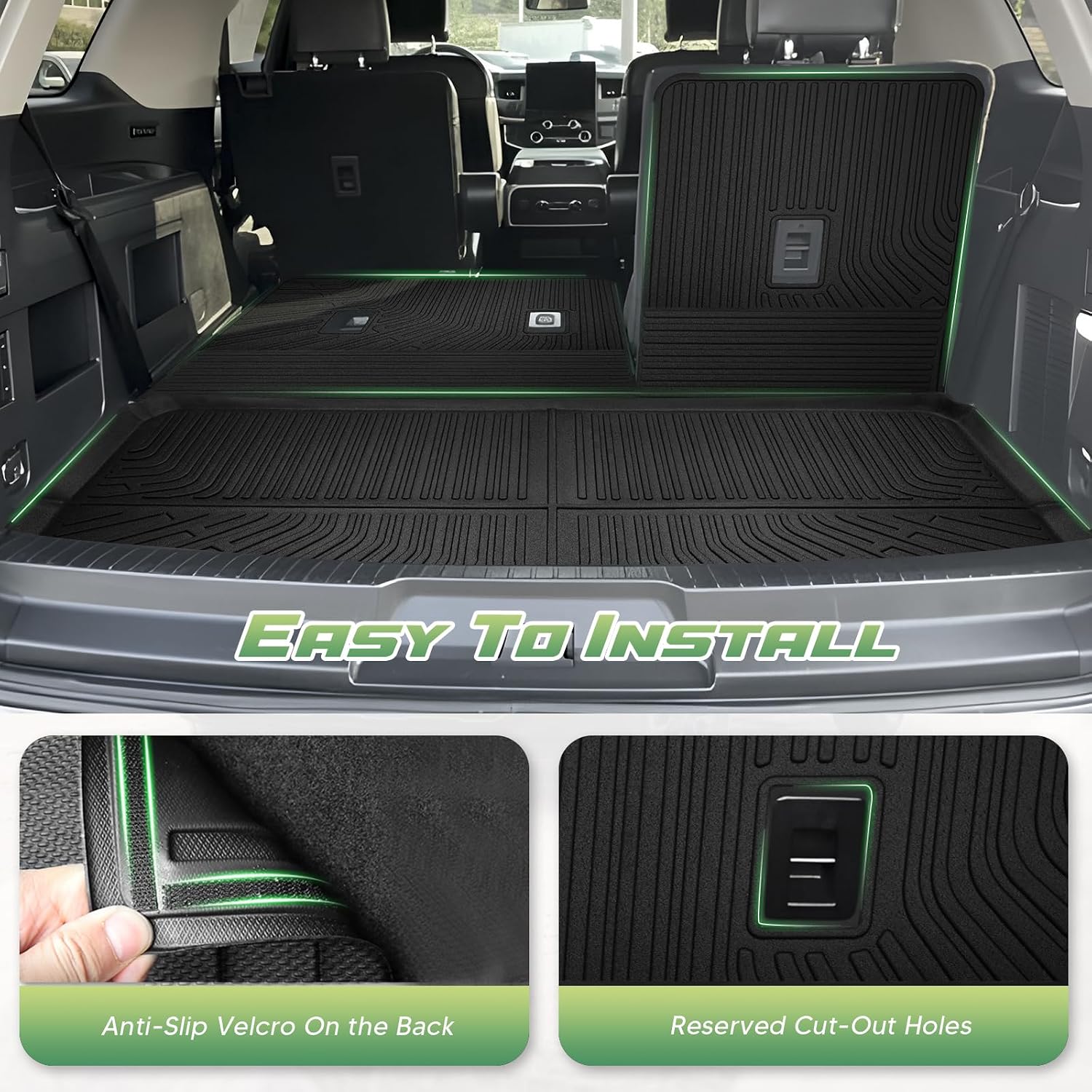 Cartist Floor Mats and Cargo Liner Fit for Ford Expedition MAX (8 Seats-2 Row Bench Seat) 2018-2024 All Weather Floor Mat Expedition Accessories Heavy Duty Carpet Protection (Only Fit MAX)