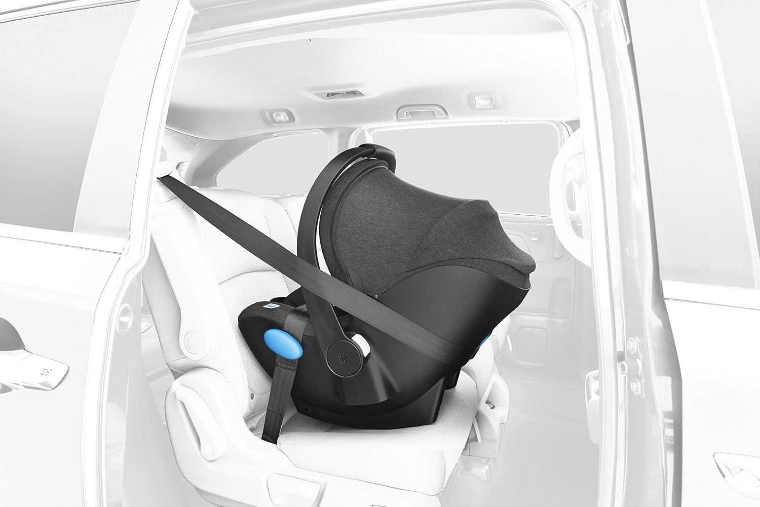 Clek Liingo Baseless Infant Car Seat with Newborn Support System, Latch System with One-Hand Release, Stroller Compatible, and Flame Retardant-Free (Railroad Ziip)