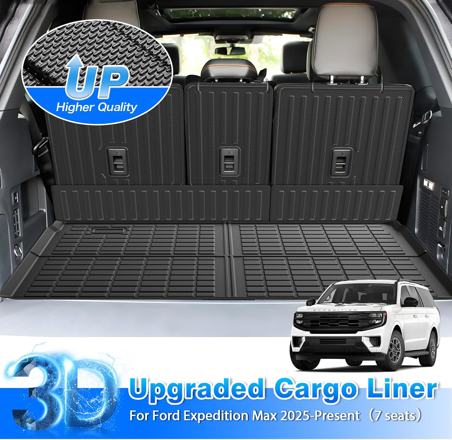 Cartist Ford Expedition max Floor Mats for 2025 2026 Expedition max (7 Seats) Accessories All-Weather Waterproof Car Floor Mats & Cargo Liner for Ford Expedition max 2025 2026
