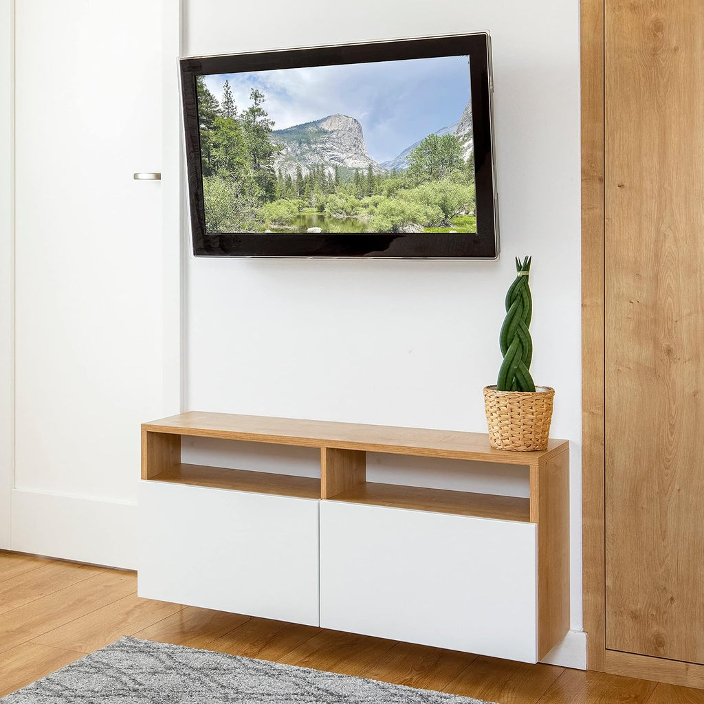 Mount-It! Full Motion Gas Spring TV Wall Mount for 25–55 Inch LED LCD OLED Flat Screen TVs | Height Adjustable 13.5' Articulating Arm | VESA 100x100 to 400x400 | 44 lb Capacity | Single Stud | Silver