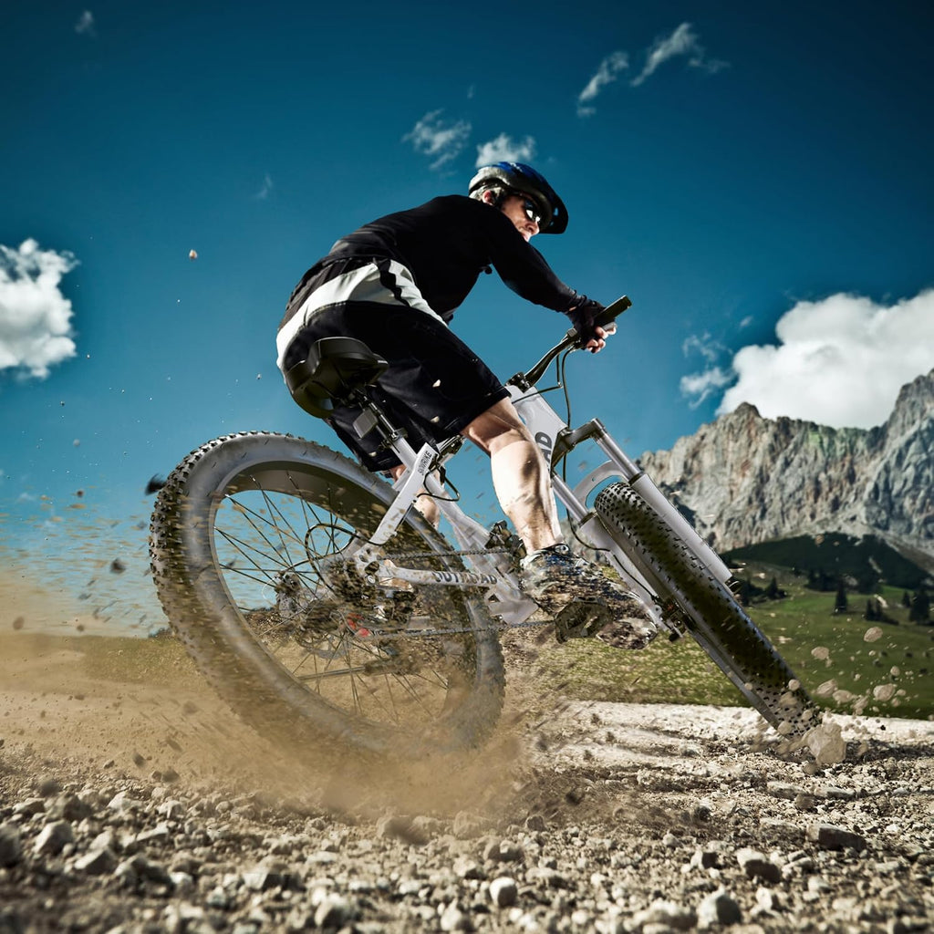 26' Fat Tire Mountain Bike with 4 inch Knobby Tires, 21 Speed MTB with Dual Disc Brake for Adults, Anti-Slip Bicycle, Black, White, Blue&Purple