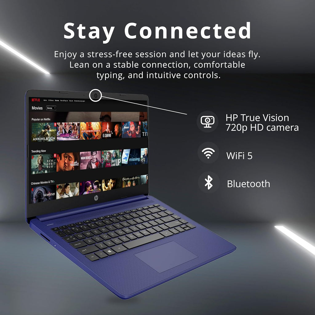 HP Stream 14' Micro-Edge HD Touchscreen Laptop, Intel Celeron N4020, 16GB RAM, 64GB eMMC, Wi-Fi 5, Bluetooth, Windows 11, Blue (Renewed)