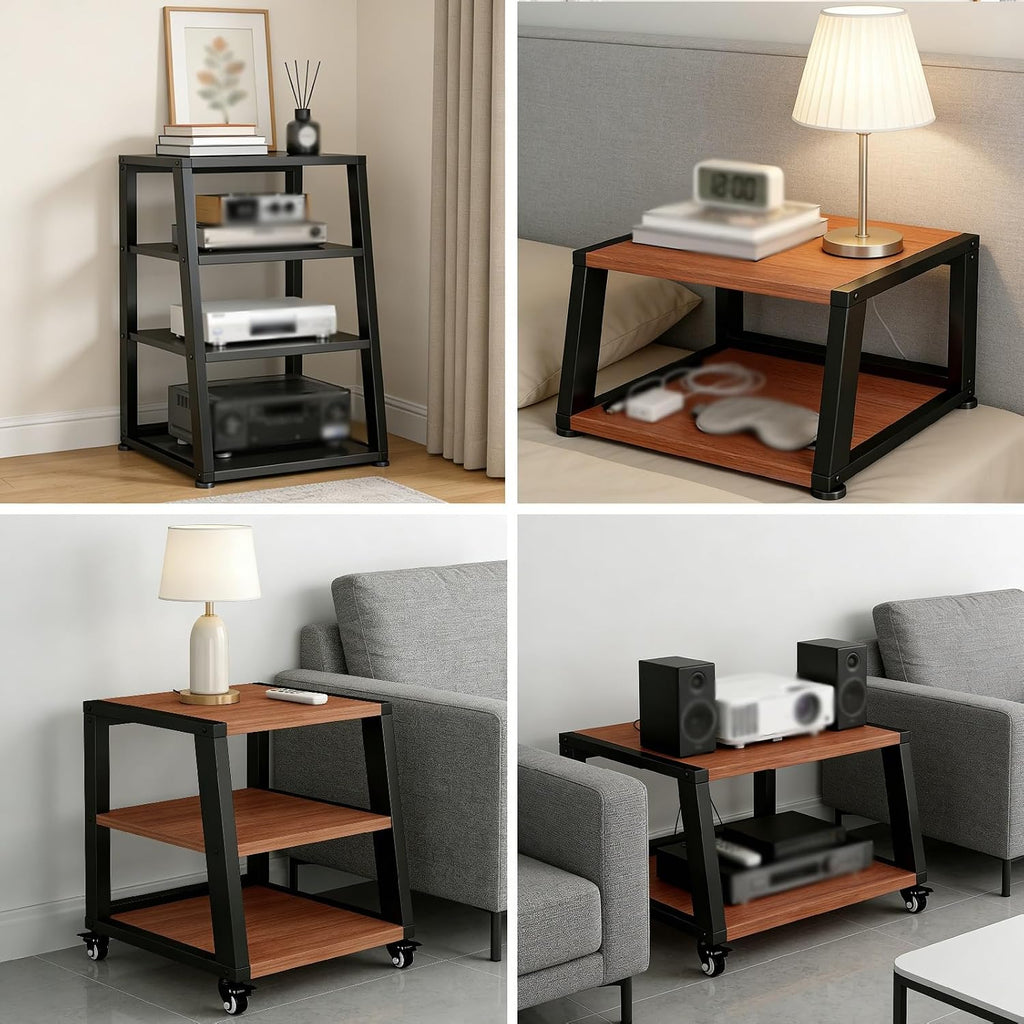 YLLFFLL Vintage 2 3 4 5 Tier Open Shelf Stereo Rack Equipment Stand with Footpad, Stackable Home Hi-fi Stereo Rack, Video Component Cabinet Audio Rack Tower(#2,3 Layer)