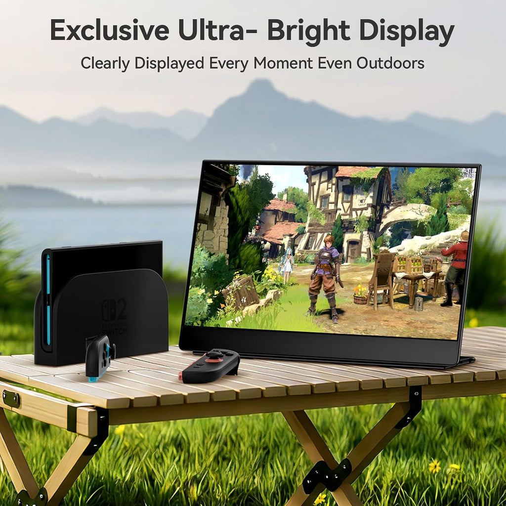 EHOMEWEI Q1g Pro 260Hz QLED 2.5K Portable Gaming Monitor, 15.6' 400Nit Brightness 16:9 Display 2560 * 1440 100% DCI-P3 for Working/Gaming/Travel Phone/Switch/Windows MacOS