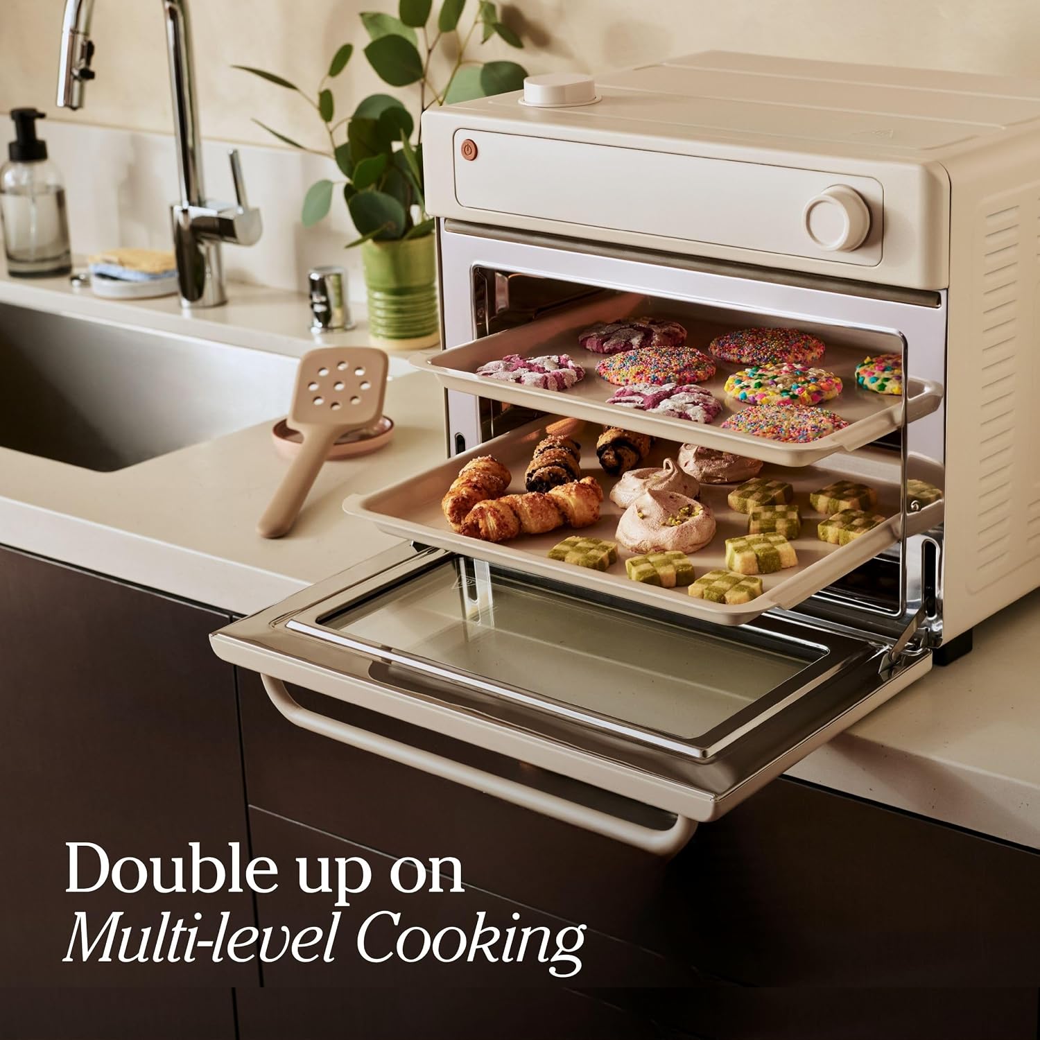 Our Place Wonder Oven + Baker's Kit | 6-in-1 Air Fryer & Toaster Oven with Steam Infusion | 3-Piece Nonstick Ceramic Bakeware Set (Round, Square & Muffin Pan) | Non-Toxic PFAS-Free Baking | Steam