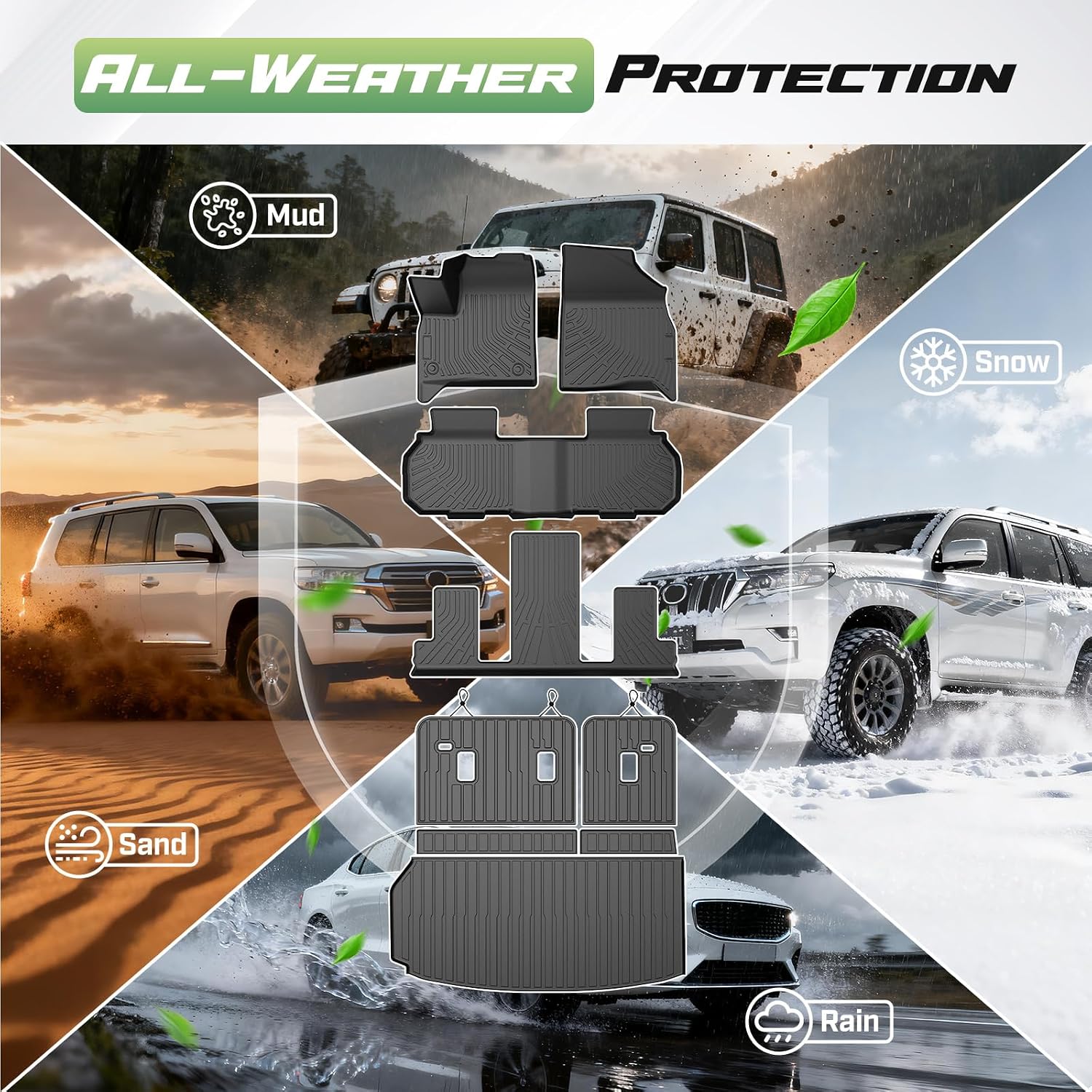 Cartist Floor Mats for Chevy Traverse/GMC Acadia 2024-2026 (Only for 7 Seats) & Buick Enclave 2025-2026, All Weather Cargo Liner for Traverse Accessories, Heavy Duty Car Mats, Car Accessories
