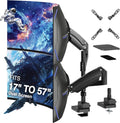 AVLT Dual 57 Inch Heavy Duty Stacking Monitor Arm Pole Top Mount with USB-C&A Ports-Black, Height Adjustable, Easy Install Top C-Clamp/Grommet w/Reinforcement Plates, VESA Compatible 200/100/75