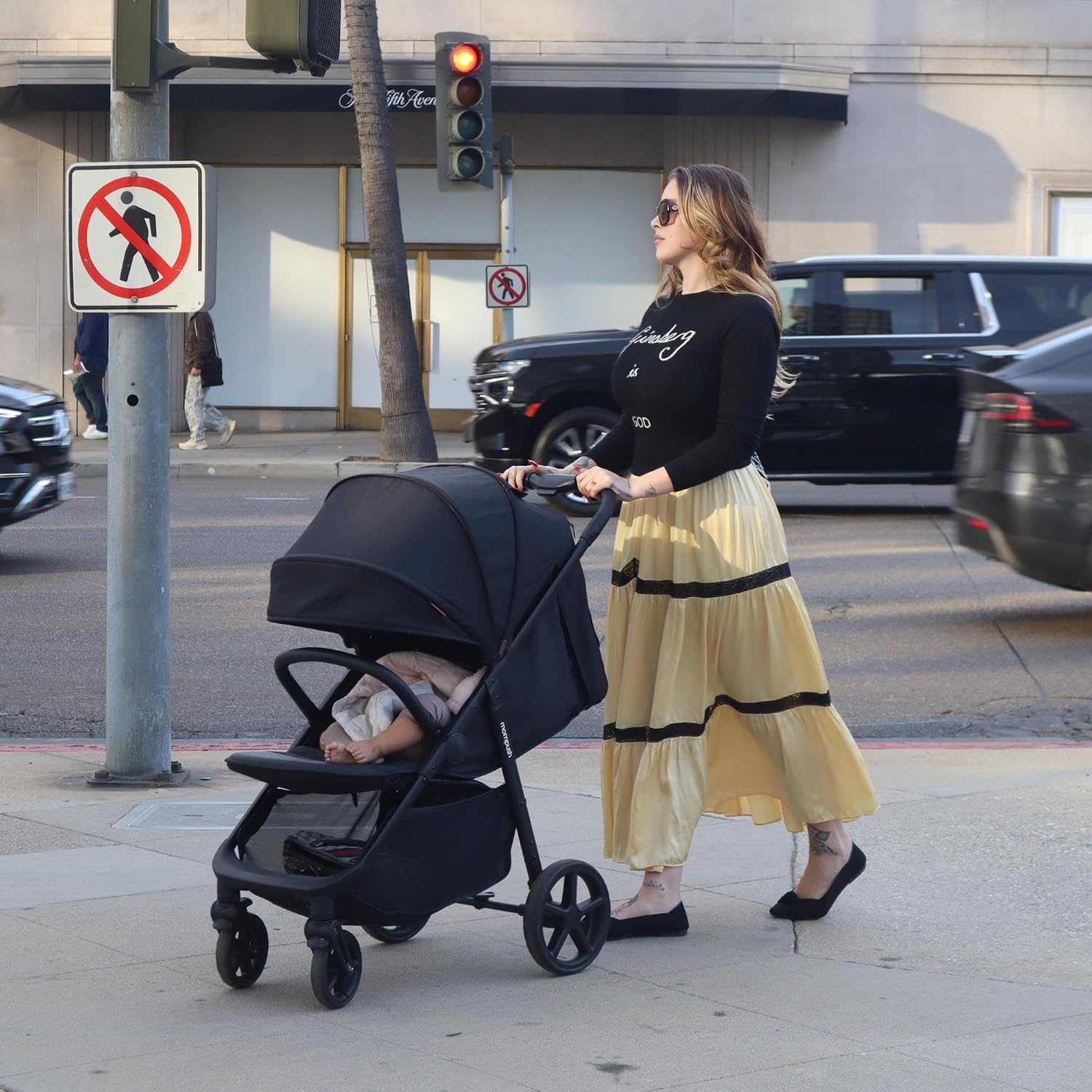 Mompush Nova Infant Baby Stroller for Newborn to Toddler, Oversized Seat up to 50 lbs, All-Terrain 10' Wheels & Suspension, One-Hand Fold; Lie-Flat Mode; UPF 50+ Canopy