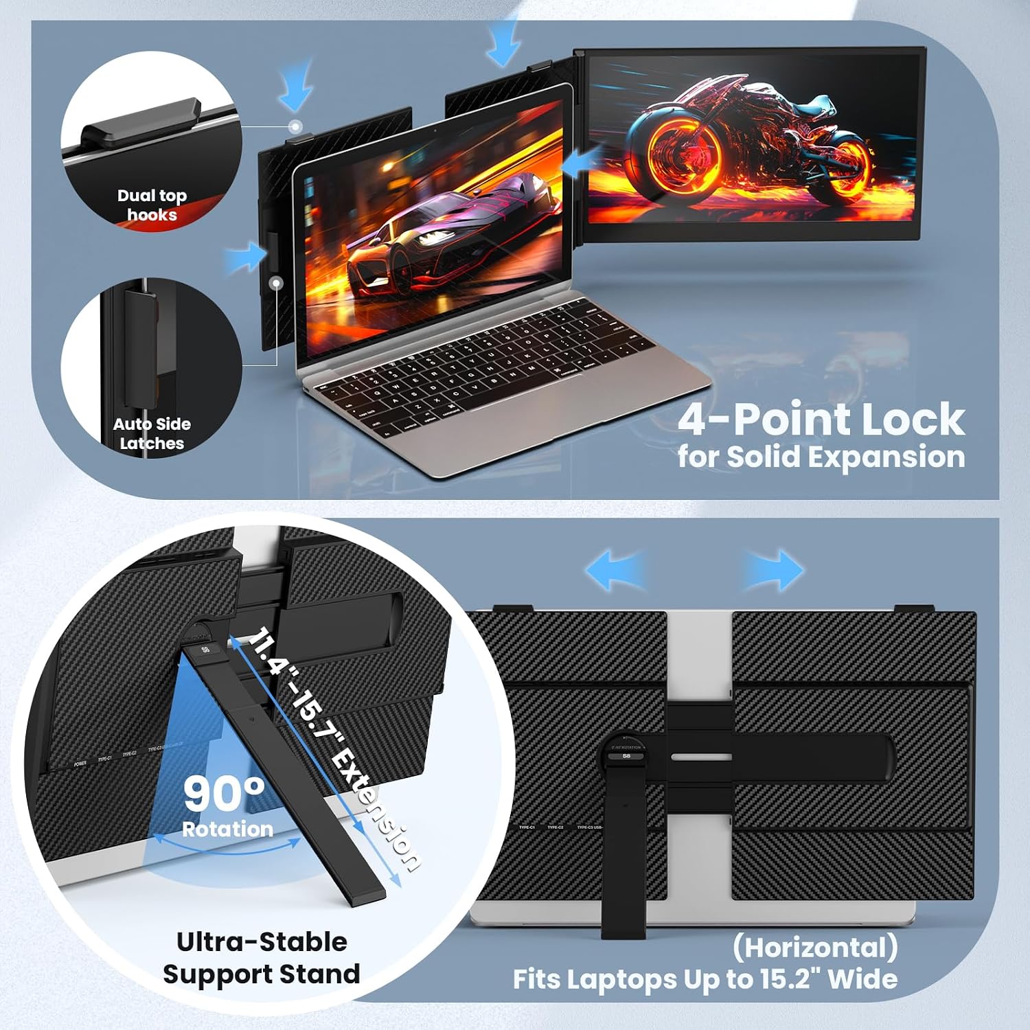 Laptop Screen Extender, 14-Inch Ultra-Thin & Lightweight, 1080P FHD Portable Travel Monitor, Plug & Play, Laptop Extended Monitor Portable for 13-17 Inch Laptops, Compatible with Win/Mac/Chrome/Linux