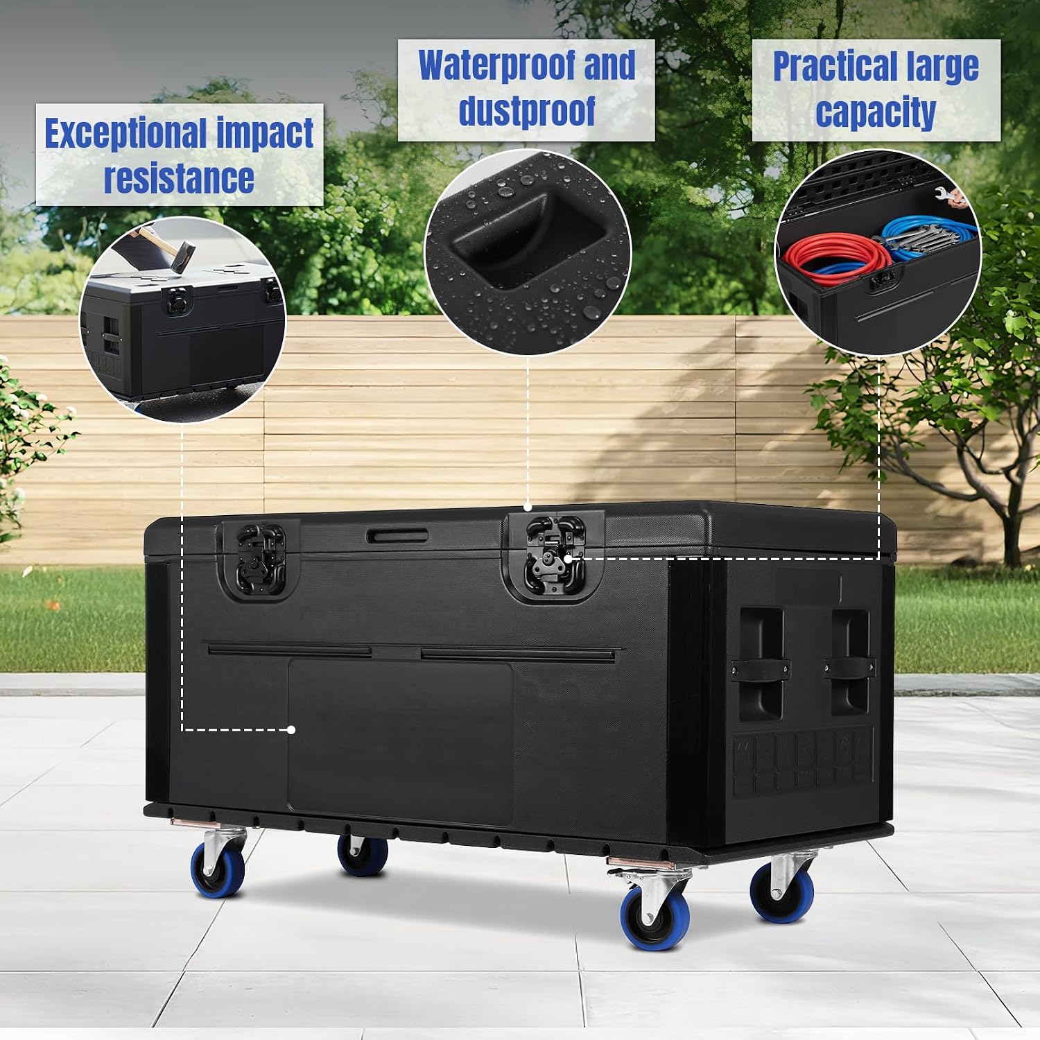 Utility Road Trunk Case with Handle and Wheels Stackable Heavy Duty ATA Rolling Road Case for Pro Audio & DJ Equipment Storage Transport (M)