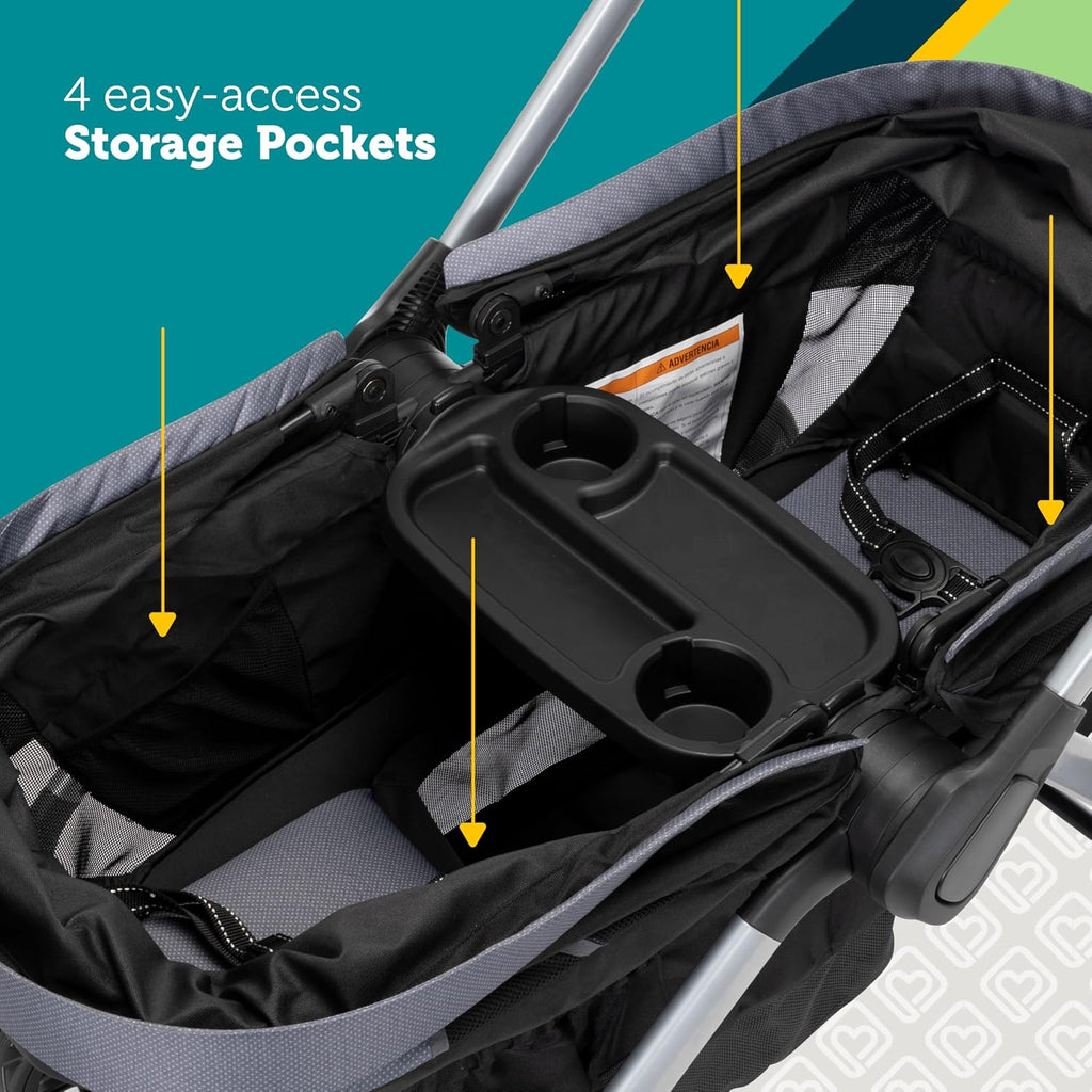 Safety 1st Summit Wagon Stroller fits 2 Kids Includes Removable Child Tray and 2 Cup Holders, Wave Runner (CV450HBO)
