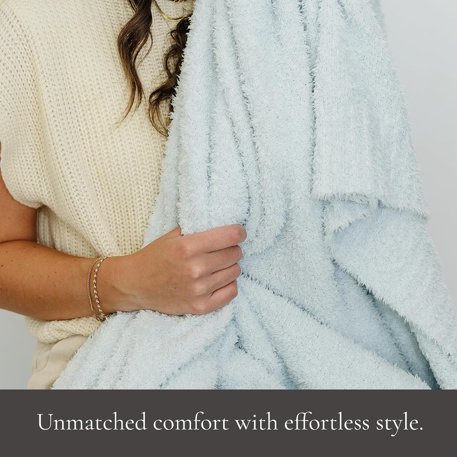 SARANONI Bamboni Luxury Throw Blanket | Oversized Super Soft Plush Home Decorative Comfy Blankets for Couch or Bed | Sky Blue - X-Large 60' x 80'
