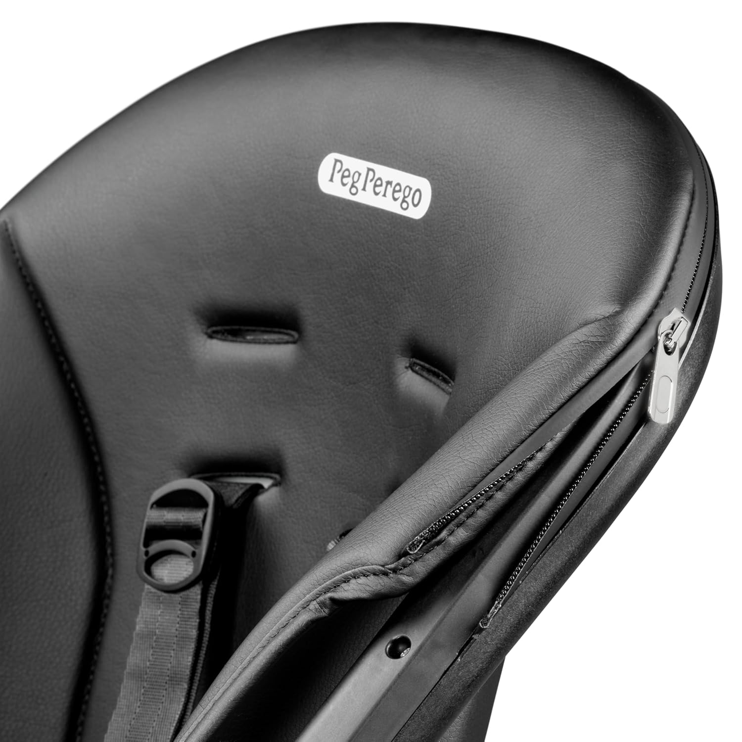 Peg Perego Living, Grow with Baby Folding High Chair & Recliner, Height Adjustable, Quick Clean & Easy Push Wheels for Babies & Toddlers, Made in Italy, True Black