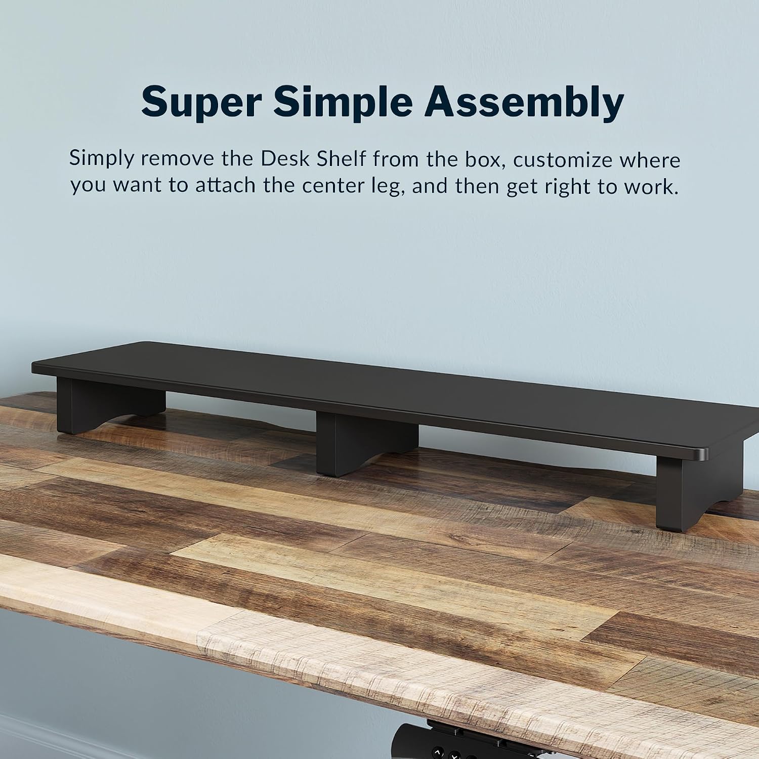 Vari Modern Monitor Riser - Large Dual Monitor Stand - Elevated Desk Shelf for Home Office Organization - Durable and Lightweight - Ideal for Computer and Gaming Setup - Black, 40'x10'x4'
