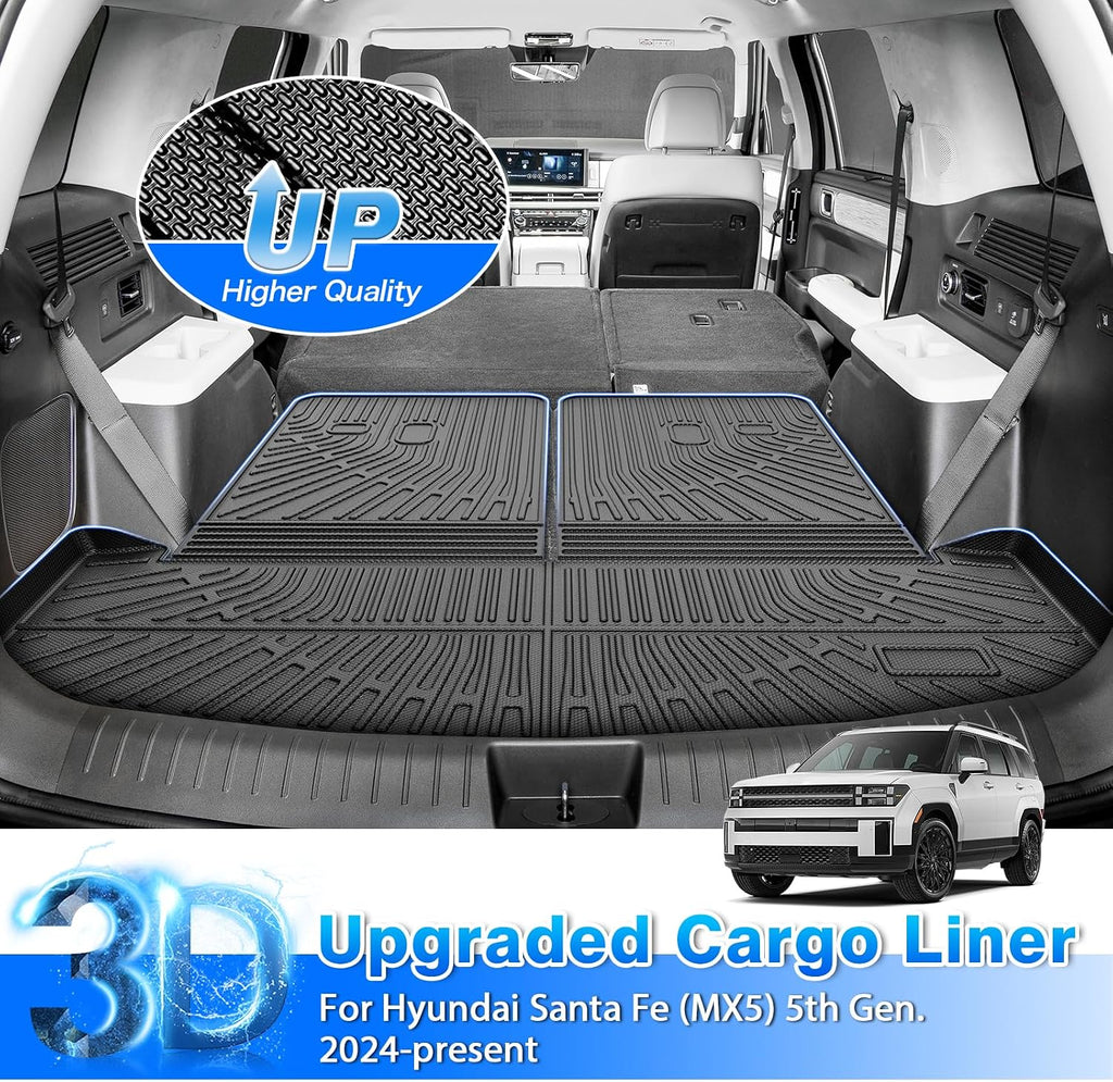 Cartist Floor Mats and Cargo Liner Fit for Hyundai Santa Fe 2024 2025 2026 (Fit Gas Only) All Weather Floor Mat Santa Fe Accessories Heavy Duty Carpet Protection