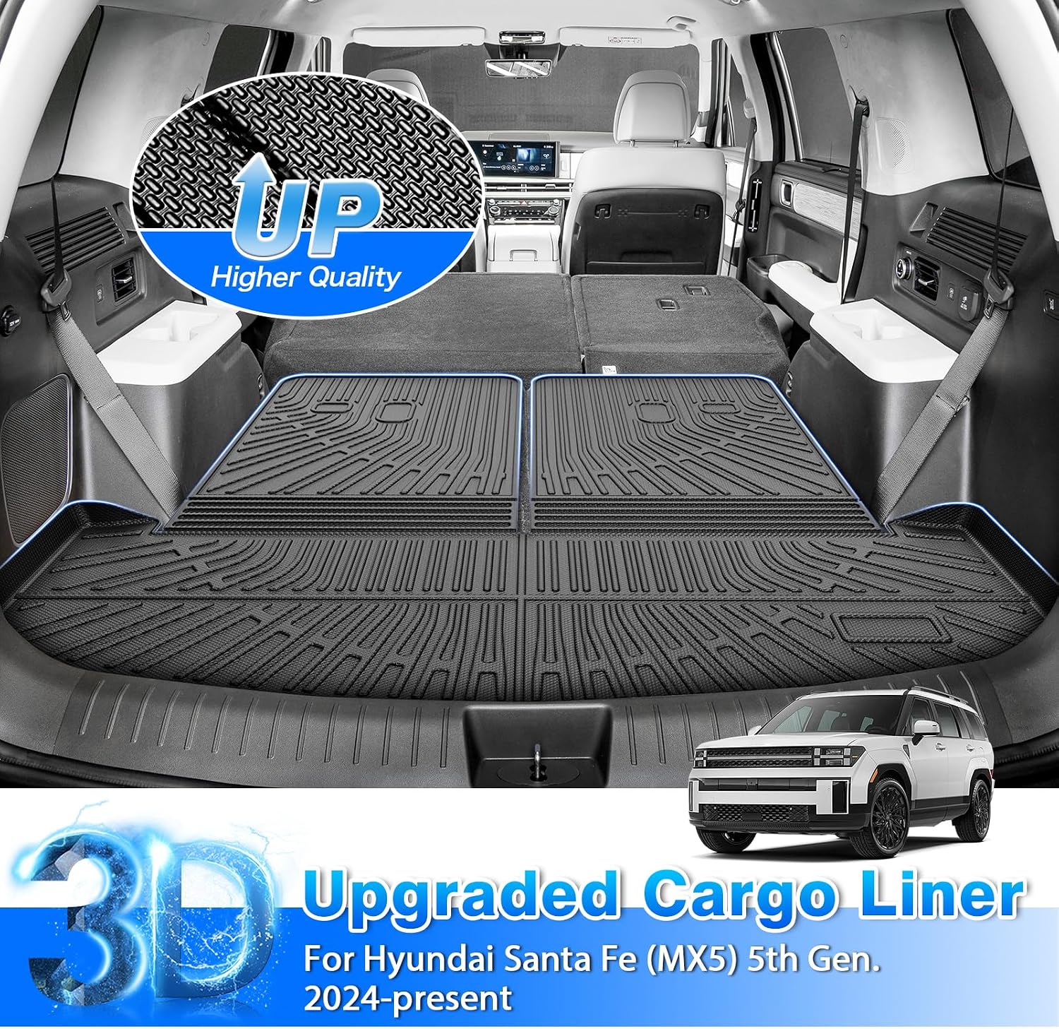 Cartist Floor Mats and Cargo Liner Fit for Hyundai Santa Fe 2024 2025 2026 (Fit Gas Only) All Weather Floor Mat Santa Fe Accessories Heavy Duty Carpet Protection