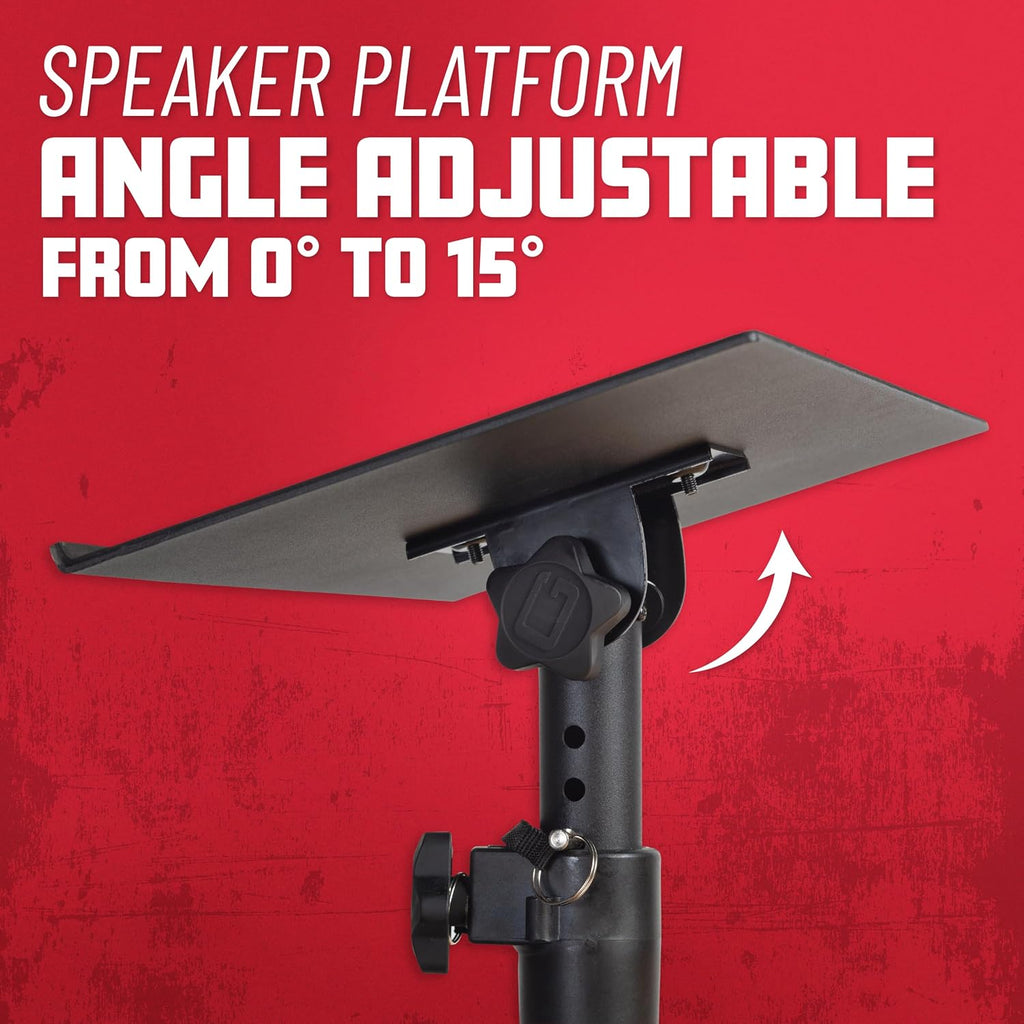 Gator Frameworks Desktop Studio Monitor and Speaker Stands with EVA Foam Padded Surface, Angle Adjustable from 0° to 15° – Set of 2 (GFWSPKSTMNDSK)