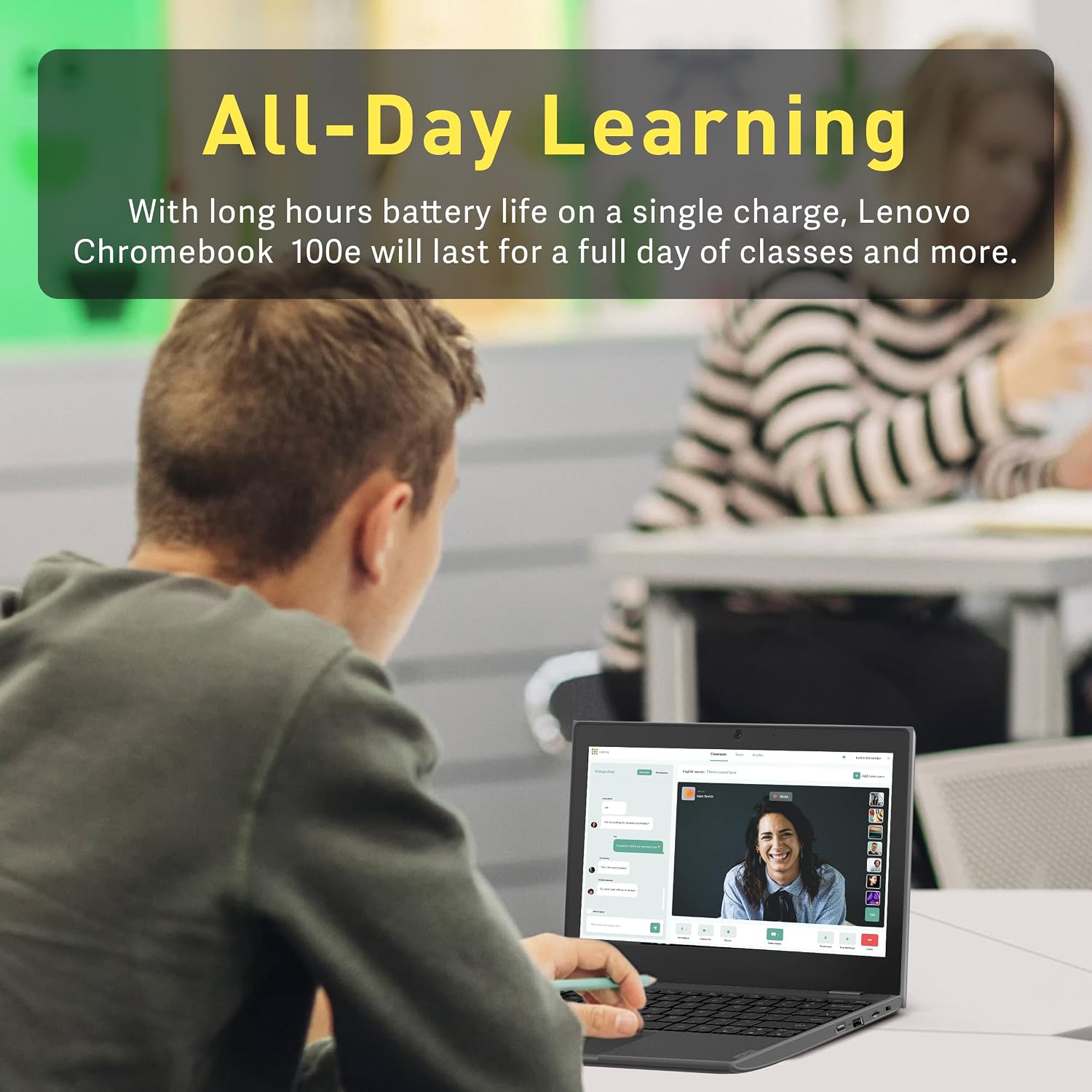 Lenovo Chromebook 100e (2nd Gen) 11.6' HD Laptop, MediaTek MT8173C, 4GB LPDDR3, 32GB eMMC, Integrated PowerVR GX6250, 720P HD Webcam, WiFi 5, Chrome OS, Black (Renewed)