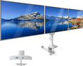 Mount-It! Triple Monitor Mount, 3 Monitor Desk Mount, Gas Spring Arms, Fits 13–27' Screens, VESA 75 & 100, Clamp or Grommet, USB-A & USB-C, White