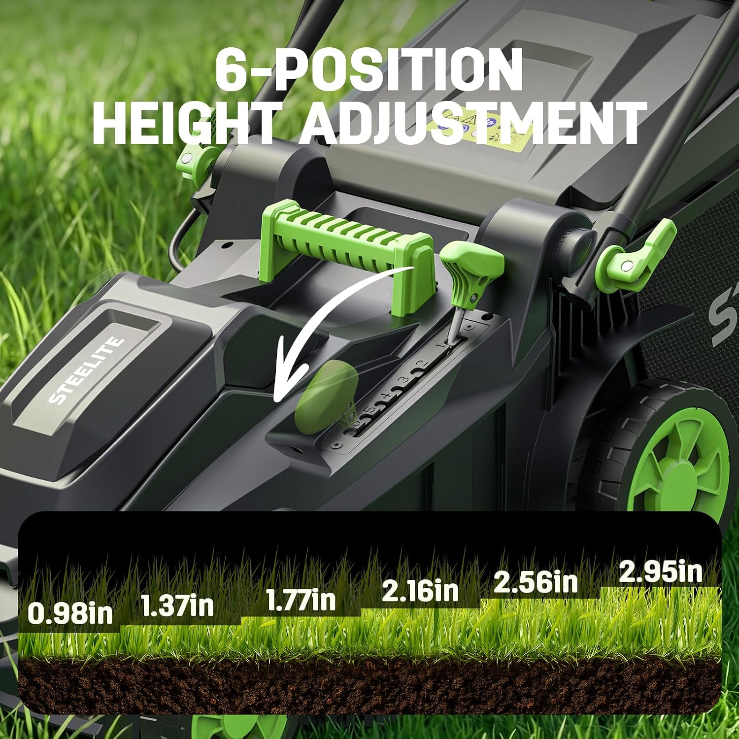 STEELITE 40V 17 Inch Cordless Lawn Mower, Brushless Motor, 6-Level Height Adjustment, 2-in-1 Bagging & Mulching, Comes with 2×4.0Ah Batteries and Charger