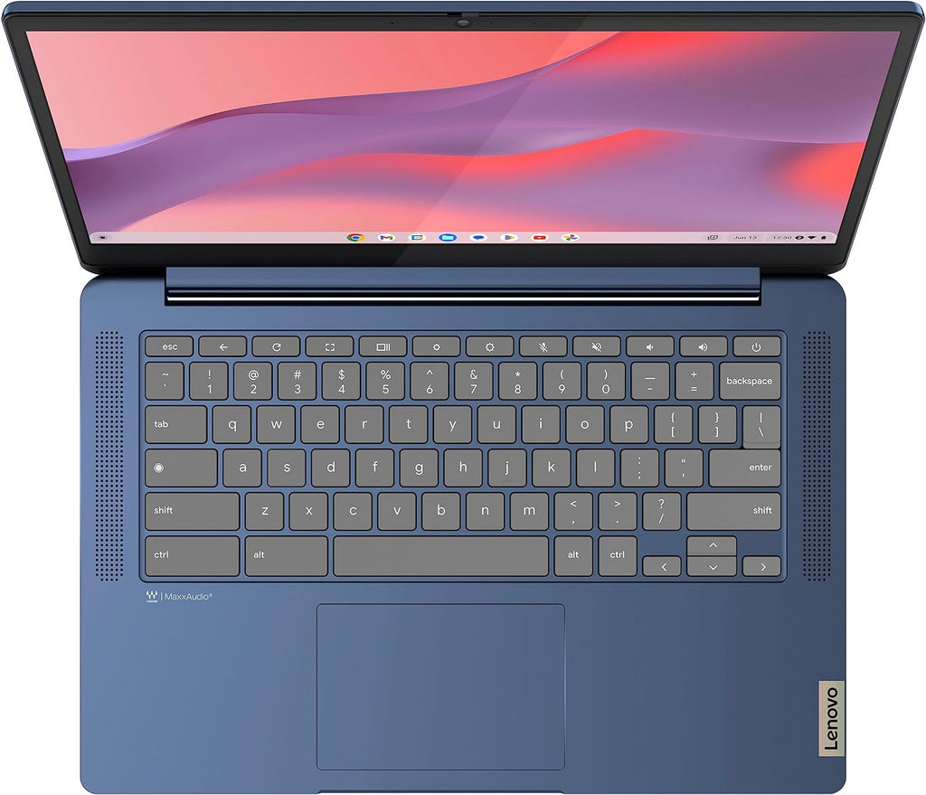 Lenovo 2023 14'' FHD Touchscreen Slim 3 Chromebook Laptop Business Student, 8-Core MediaTek Kompanio 520 Processor, 4GB RAM, 64GB eMMC, WiFi 6,Chrome OS+MarxsolCables, Abyss Blue