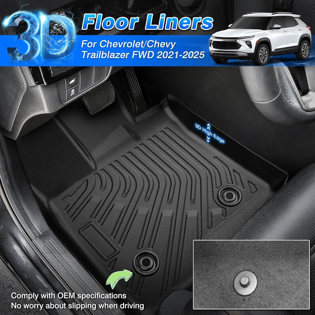 Cartist Floor Mats and Cargo Liner Fit for Chevy Trailblazer FWD 2021-2025 2026 All Weather Floor Mat Trailblazer Accessories Heavy Duty Carpet Protection (Only Fit Cargo in Upper Deck Position)