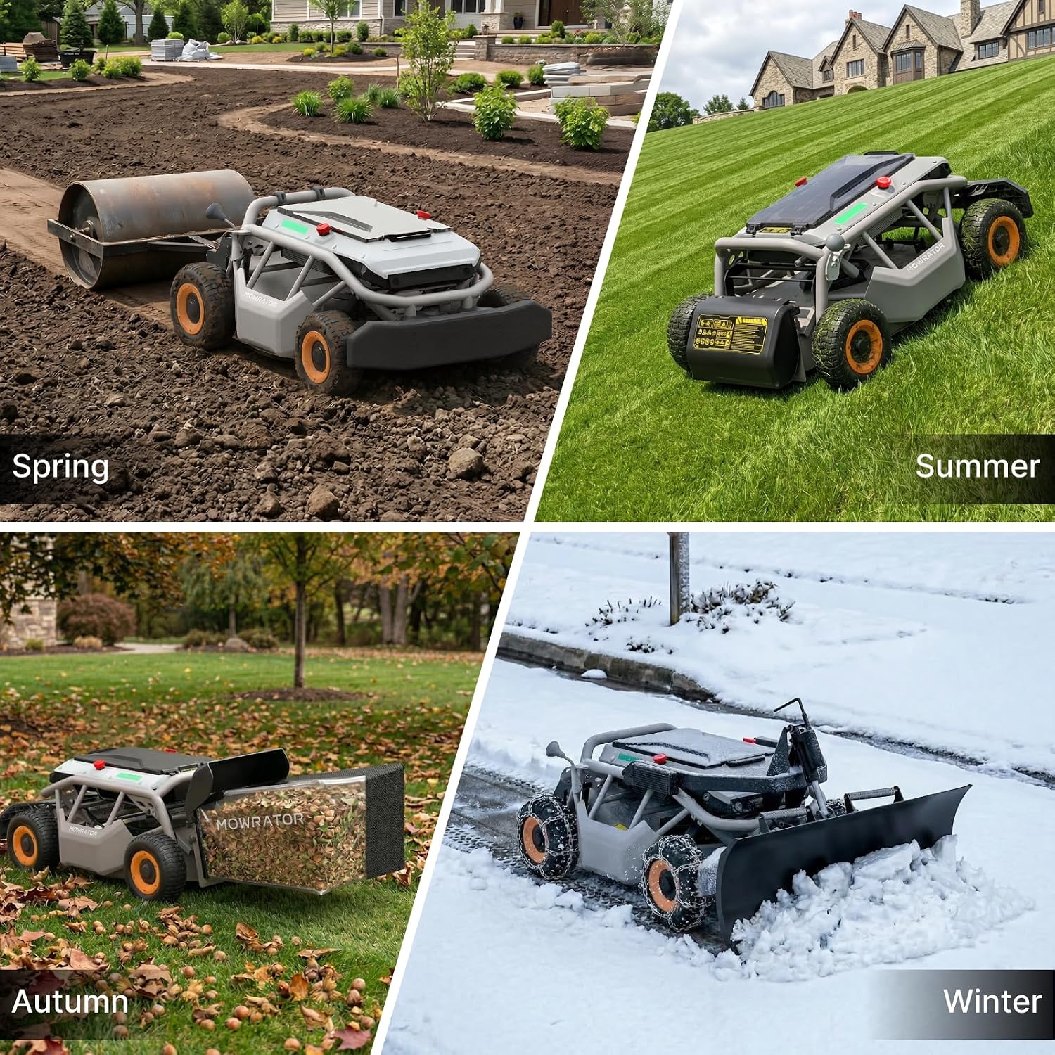 Mowrator S1 4WD 18Ah Remote Control Lawn Mower, All-Season Yard Care, 75% (37°) Slope Climbing, 21' Cutting Width, 1.5–4.3' Adjustable Cutting Height, Up to 1.12 Acres