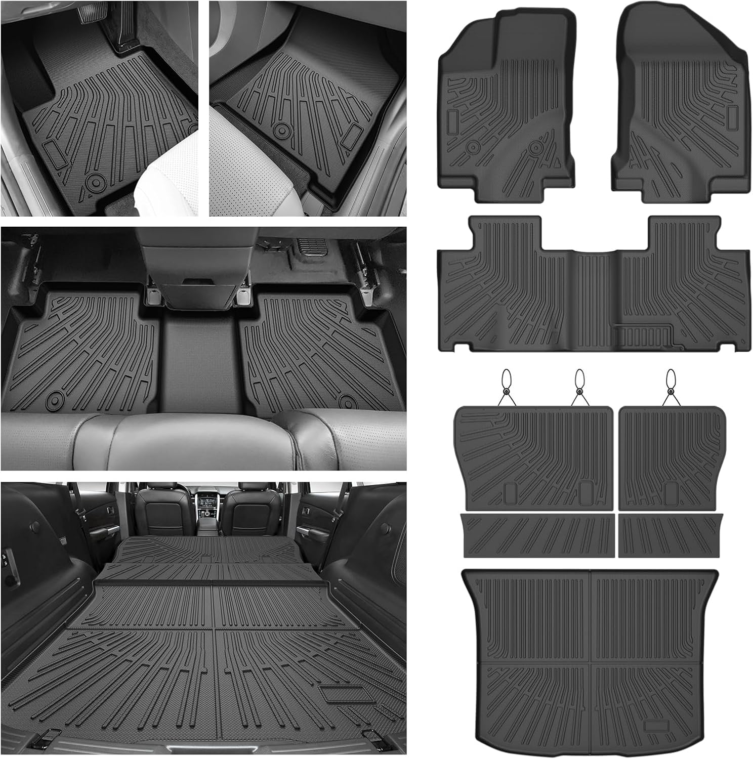 Floor Mats for Ford Edge 2007-2014 & Lincoln MKX 2007-2015, All Weather Cargo Liner for Edge Accessories, Heavy Duty TPE Cargo Mats, Car Accessories