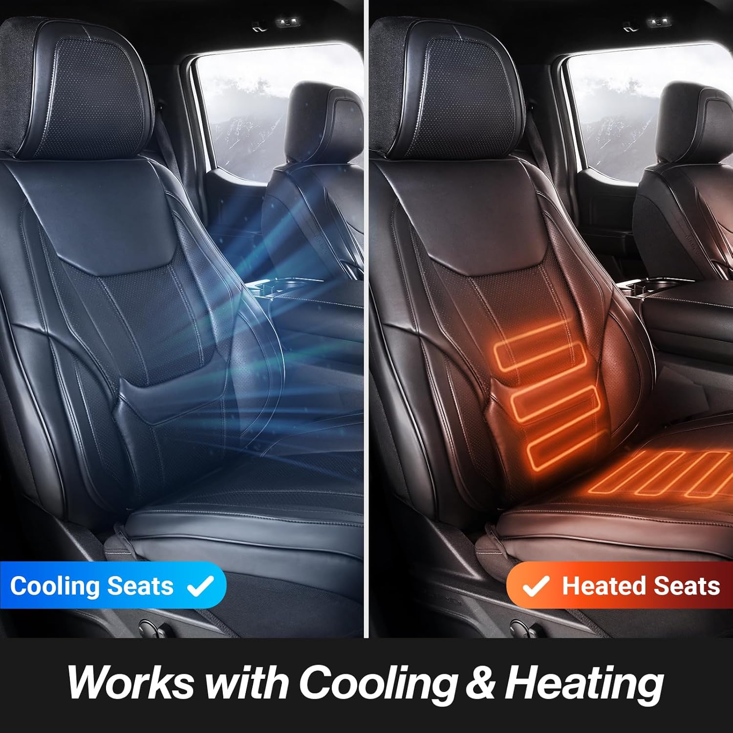 Coverland Custom Car Seat Covers Compatible with 2004-2008 Toyota Solara Convertible - Premium Leather Non-Slip Memory Foam Waterproof Seat Cover Custom fit Interior Protector [Front-Black]