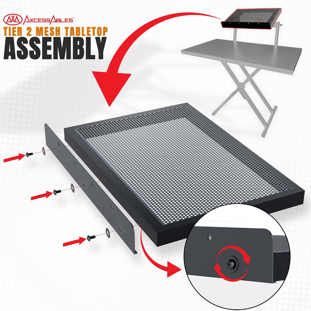 AxcessAbles Portable Two-Tier DJ Table Stand| Two Tier Piano Keyboard Stand for Sheet Music and Tablet | DJ Laptop and Controller Stand | Music Production Workstation | Booth Stand