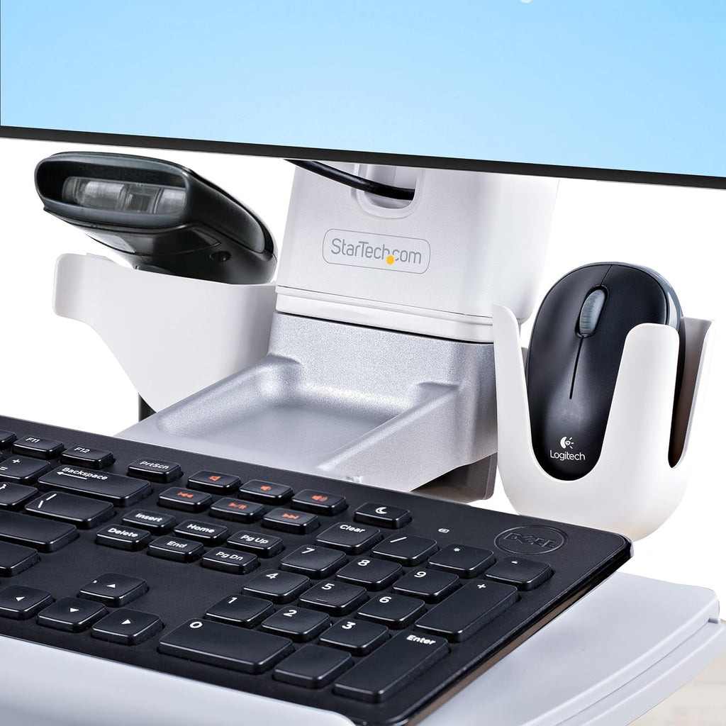 StarTech.com Sit-Stand Monitor Arm with Keyboard Tray - Adjustable Desk Mount Sit-Stand Workstation Arm for Single 27' VESA Display - Ergonomic Articulating Standing Desk Converter, TAA