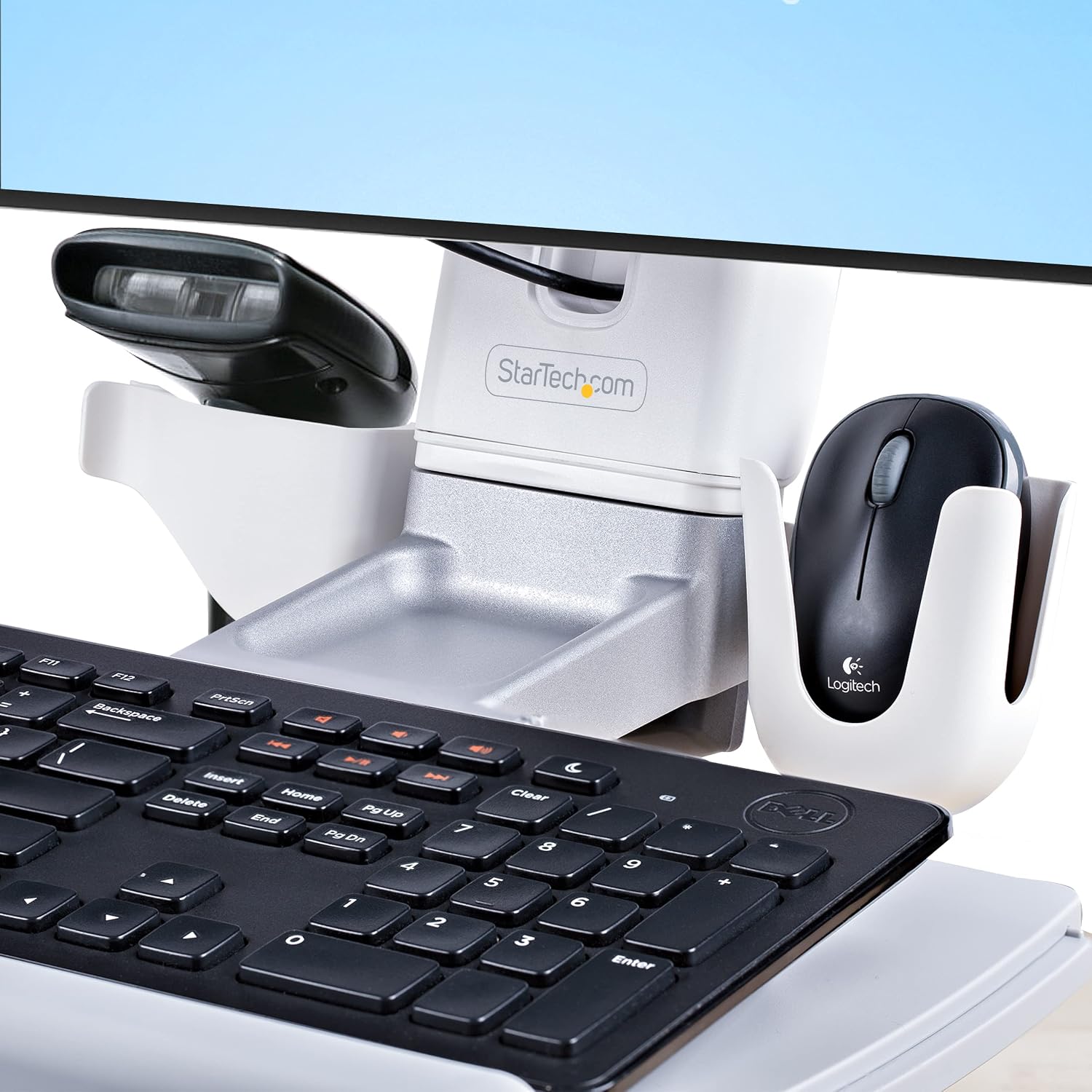 StarTech.com Sit-Stand Monitor Arm with Keyboard Tray - Adjustable Desk Mount Sit-Stand Workstation Arm for Single 27' VESA Display - Ergonomic Articulating Standing Desk Converter, TAA
