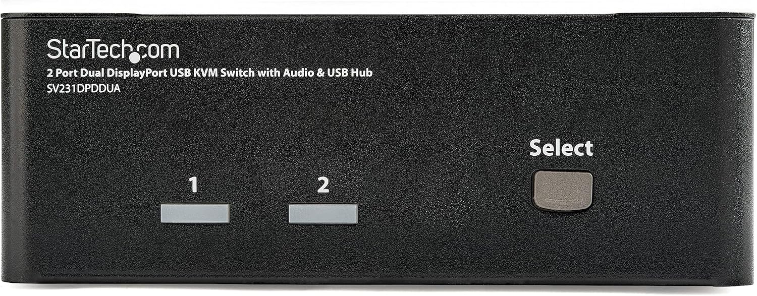 StarTech.com Dual Monitor DisplayPort KVM Switch - 2 Port - USB 2.0 Hub - Audio and Microphone - DP KVM Switch , TAA (SV231DPDDUA)