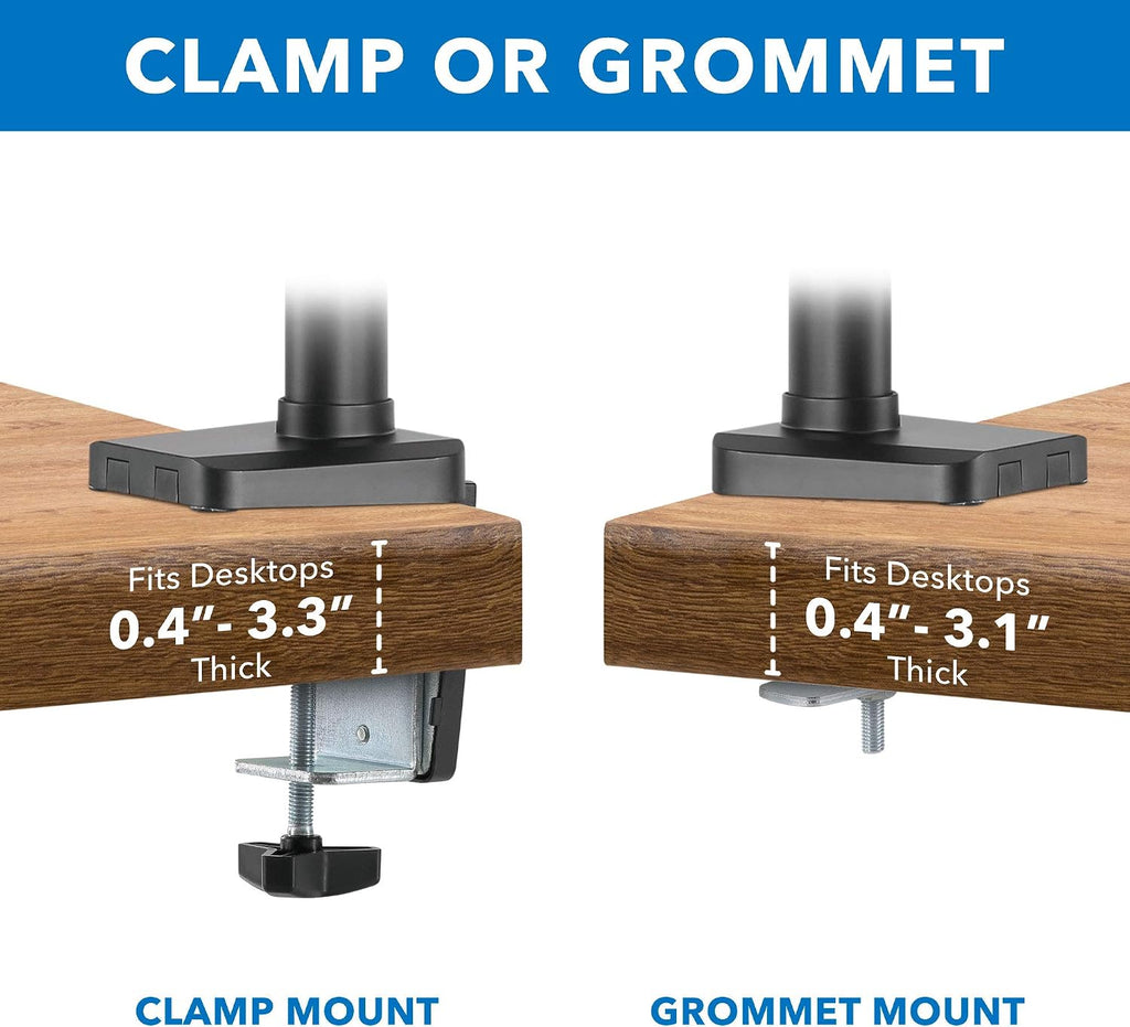 Mount-It! Triple Monitor Desk Mount with Full Motion Arms, 3 Monitor Riser with Gas Spring Arms for 27' Max Computer Screens, Sturdy Dual Clamp Base, Black