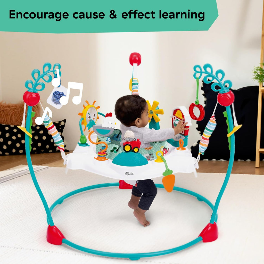 Baby Einstein Farm Explorers Jump & Learn Barnyard 2-in-1 Baby Jumper Activity Center with Interactive Toys, Music, Lights, & Sounds, Ages 6-12 Months