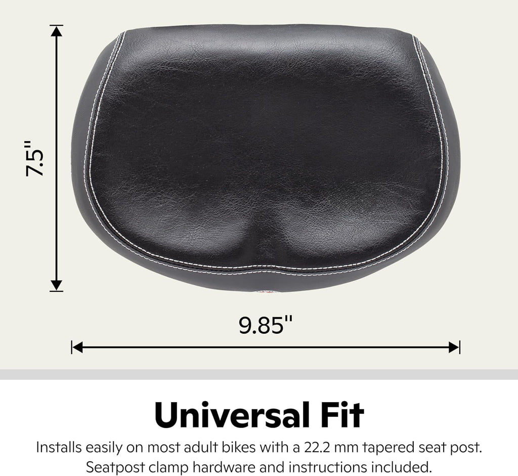 Schwinn Comfort Bike Seat, Quilted or Foam Padded Bike Saddle, Various Styles, Weather-Resistant Cover, Easily Attaches to Most Standard Seatposts