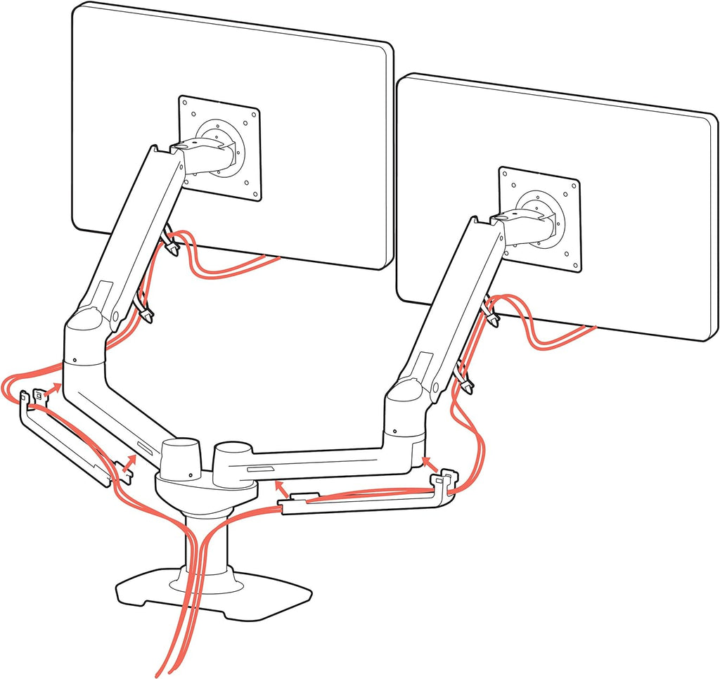 Ergotron – LX Dual Monitor Arm, VESA Desk Mount – for 2 Monitors Up to 27 Inches, 7 to 20 lbs Each – White