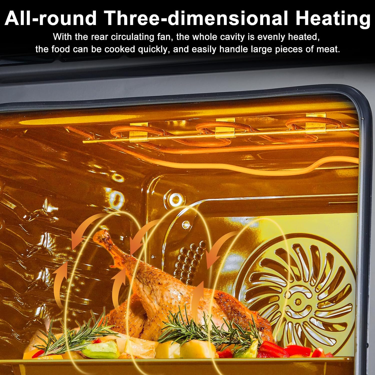 24 Inch Stainless Steel Toaster Oven and Black Air Fryer Combo: 70L Capacity, 3D Heating with Steam, Touch Control, Multi-Function Modes for Countertop Built-in Use