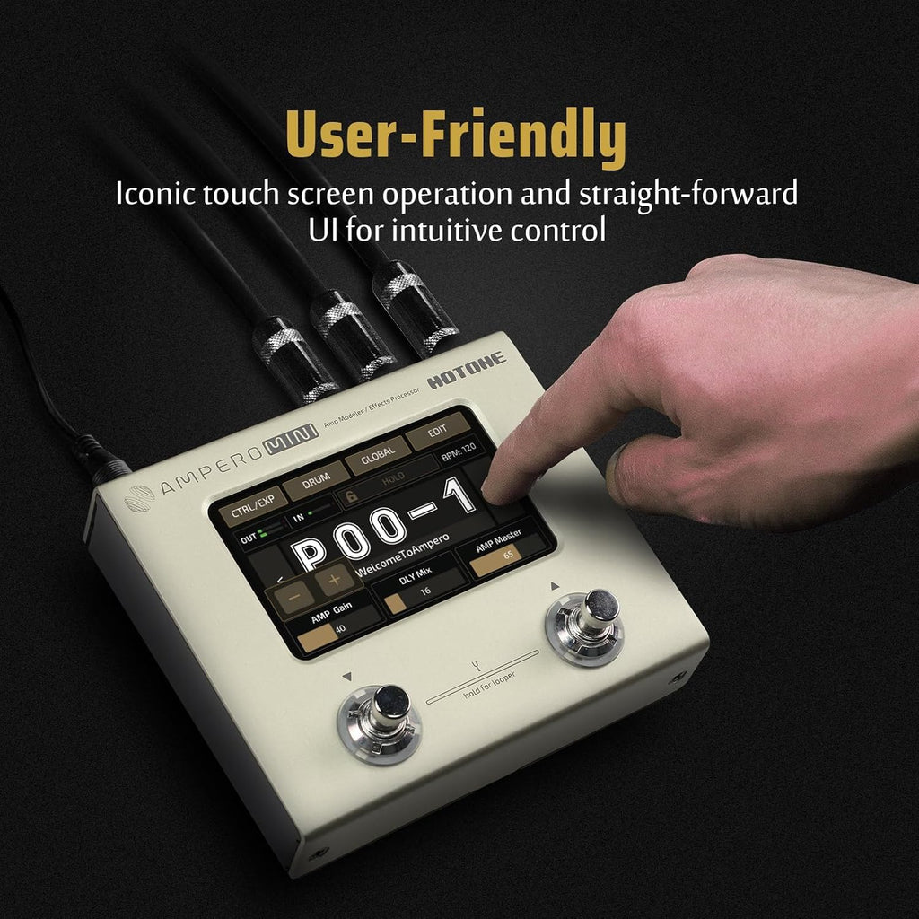 HOTONE Multi Effects Processor Pedal Guitar Bass Amp Modeling IR Cabinets Simulation Multi LanguageStereo OTG USB Audio Interface Ampero Mini MP-50 (Include 10 PCS Additional Footswitch Toppers)